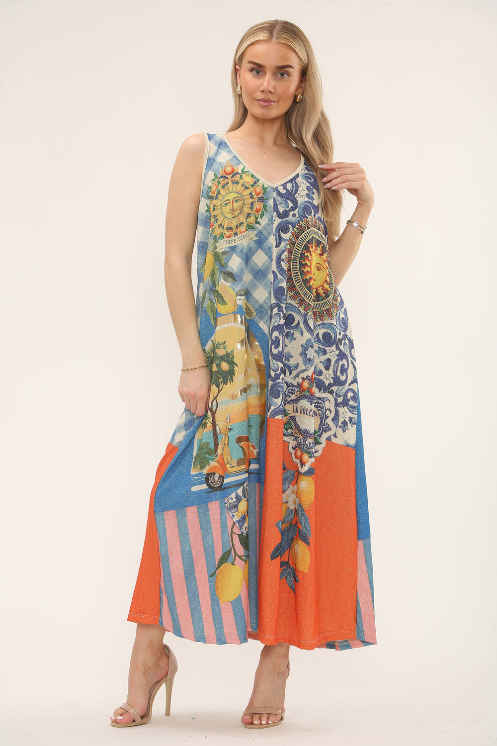 Jenna Abstract Print Glitter Dress