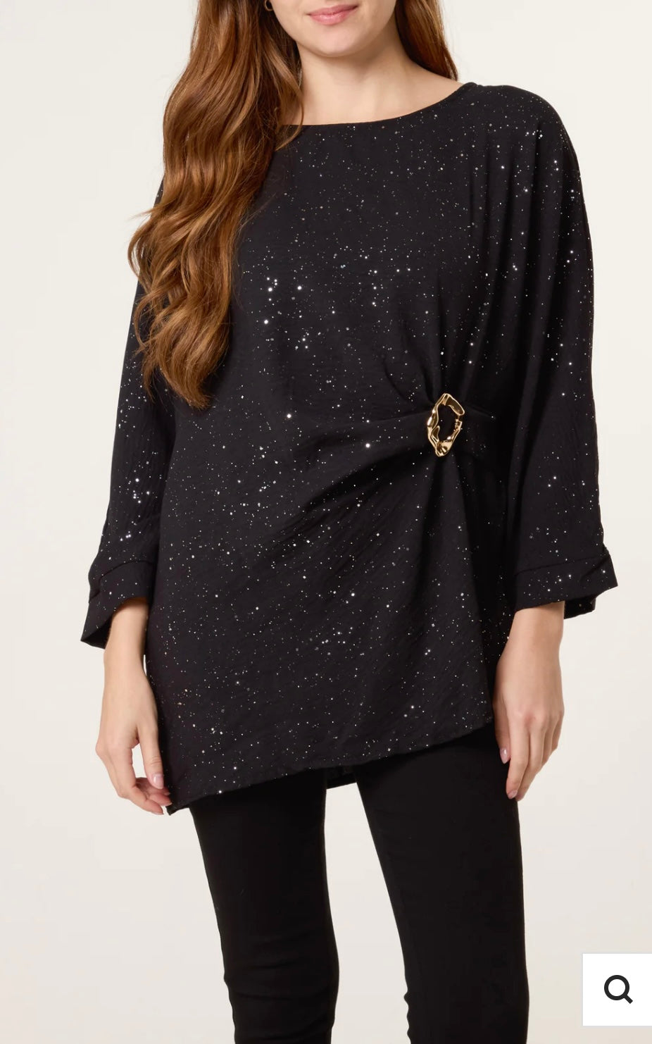 Melanie  glitter gathered side blouse