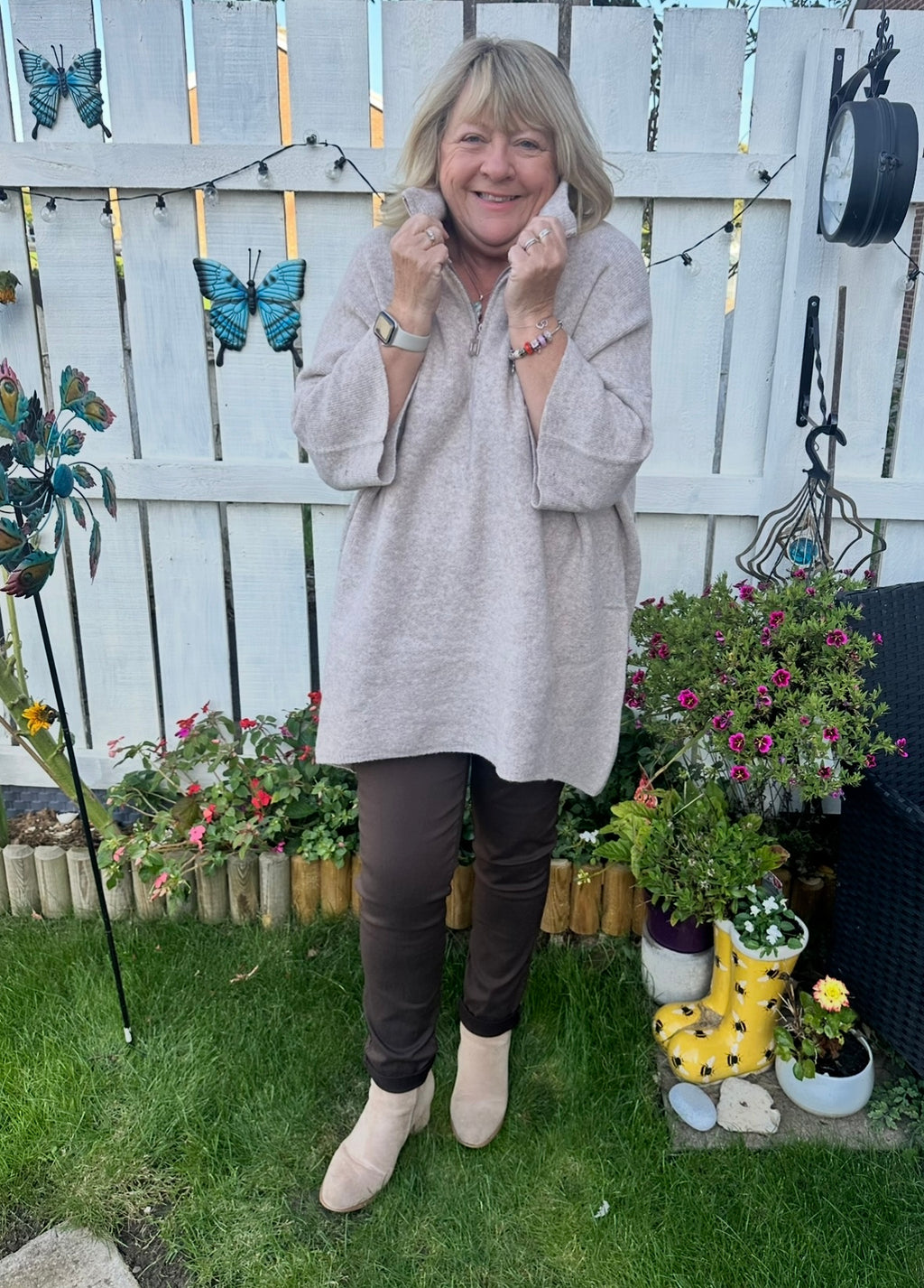 Katie Oversized Soft Touch Quarter Zip Jumper