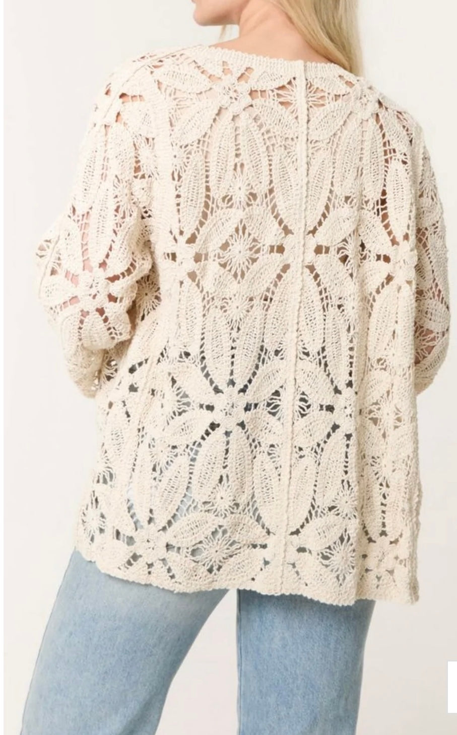 Monaco Floral Crochet 3/4 Sleeve Cardigan