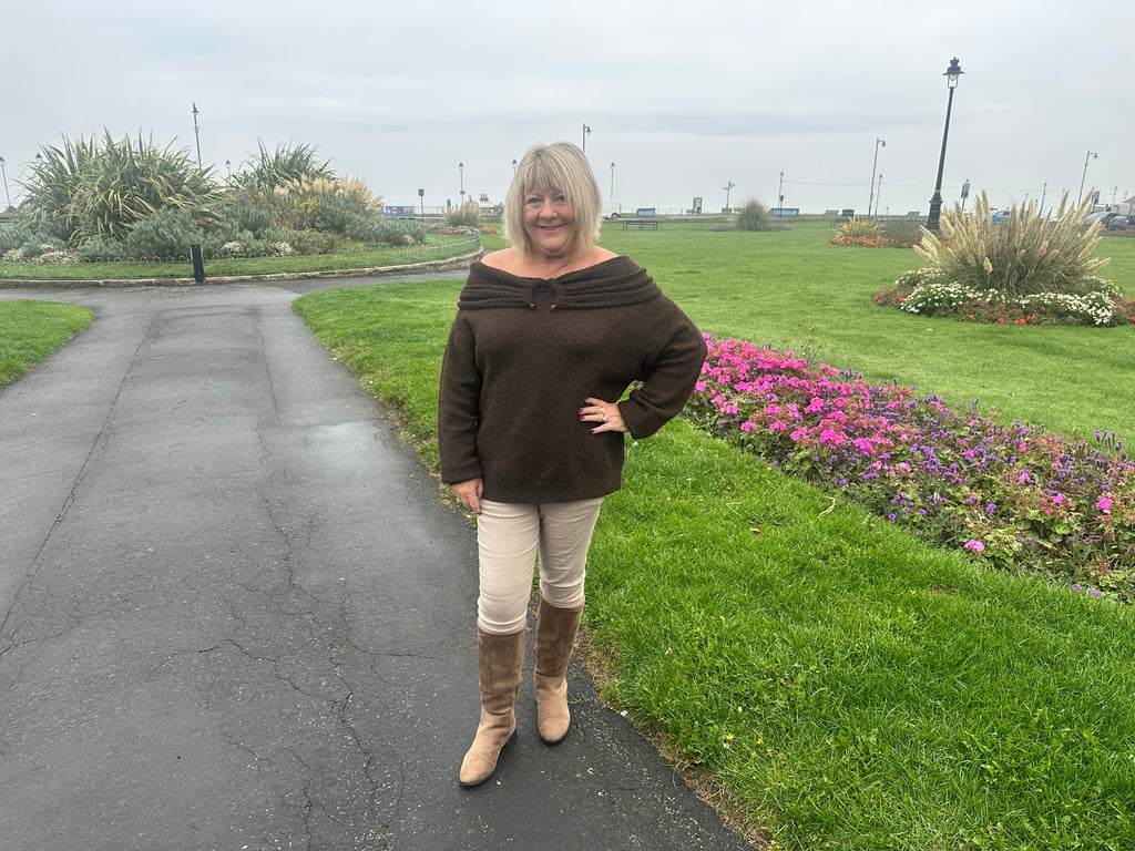 Kimmie Ring Detail Bardot Knitted Jumper