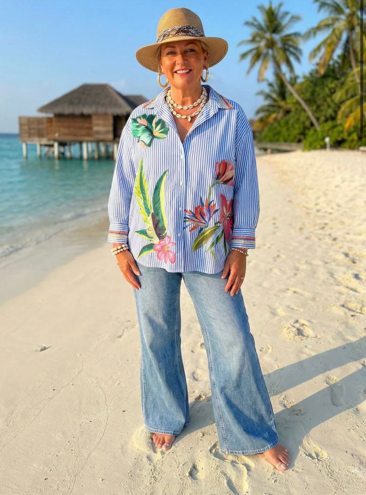 Tina Tropical Print Oversized Shirt