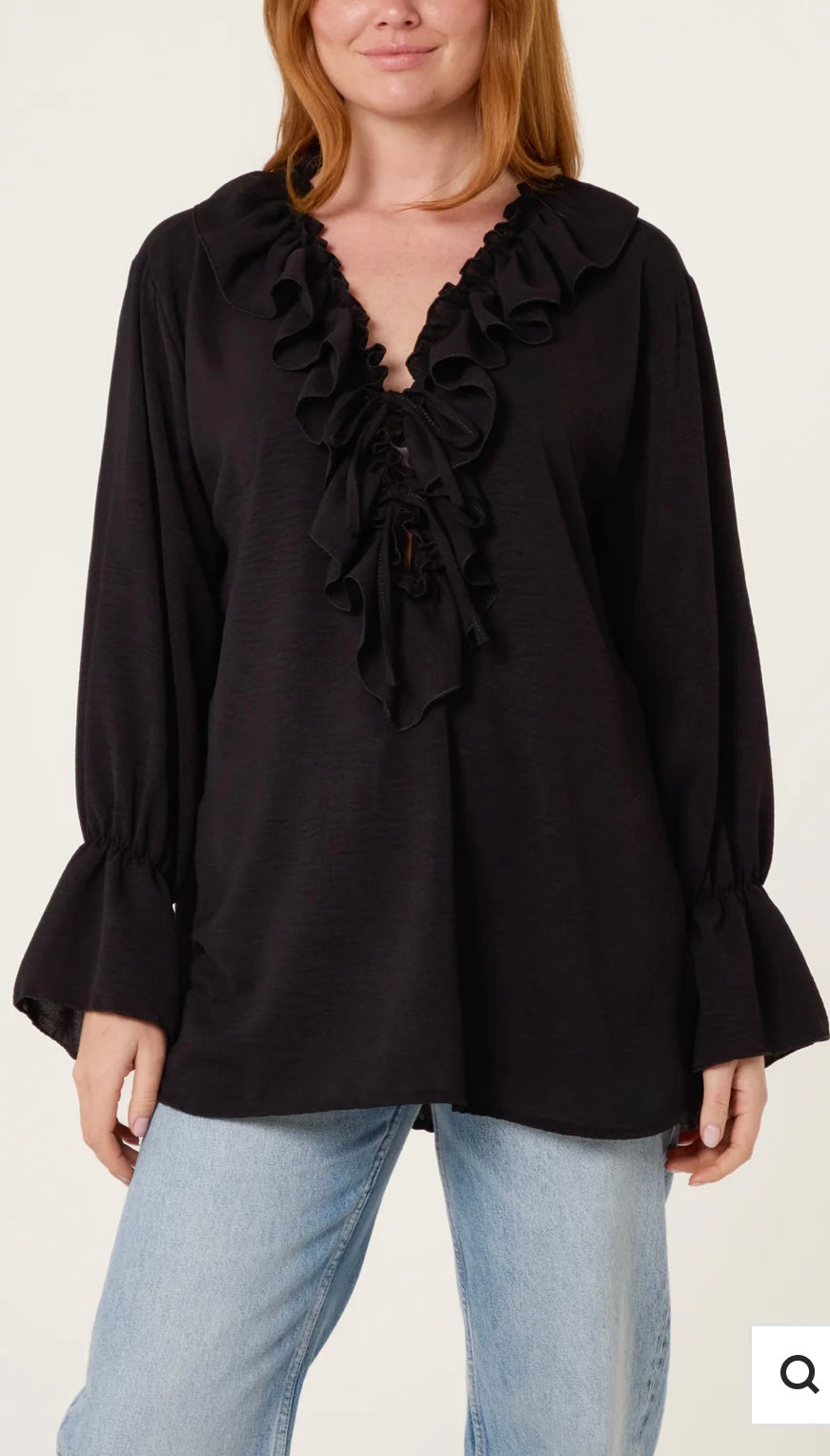 Sienna ruffle collar & bell sleeve blouse