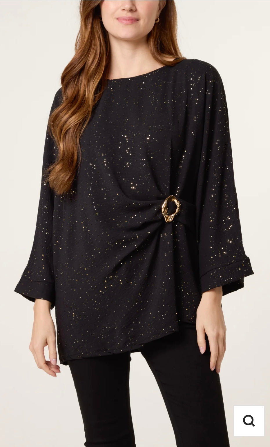Melanie  glitter gathered side blouse