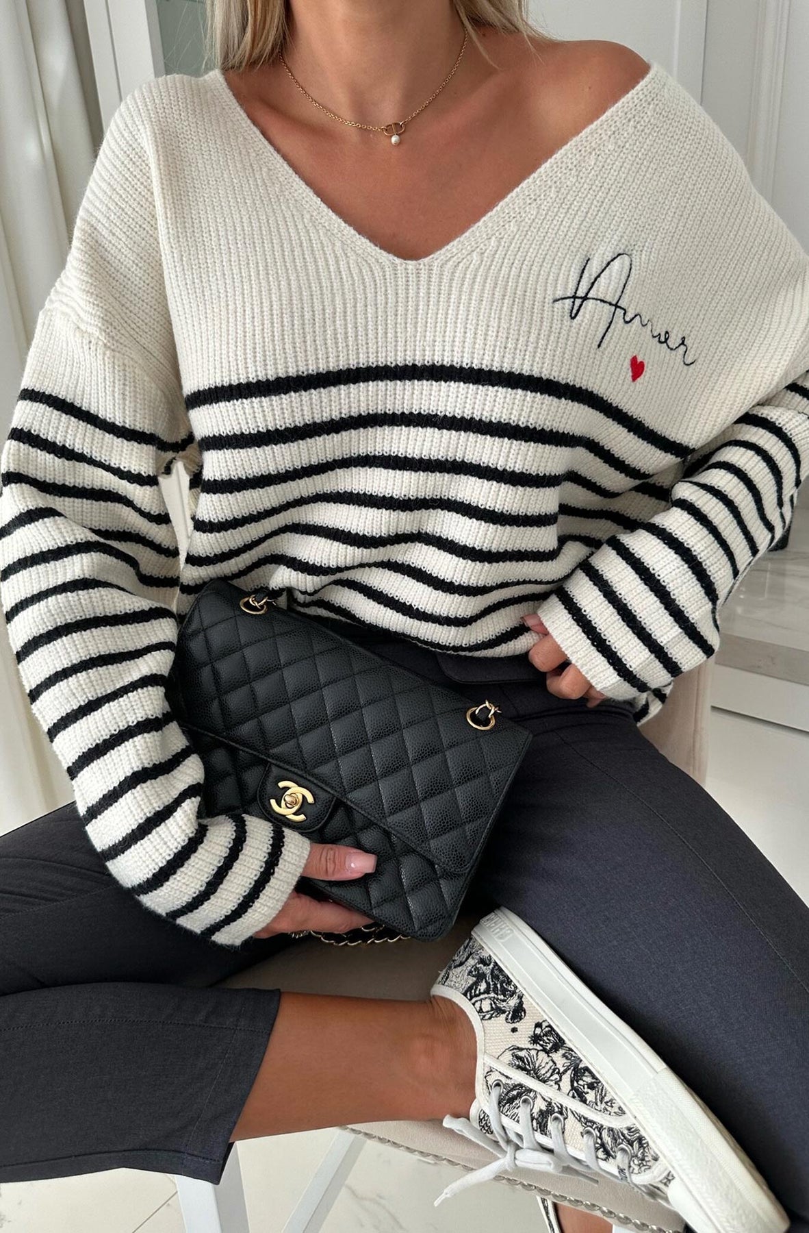 Amelia Amour Striped Knitted Jumper