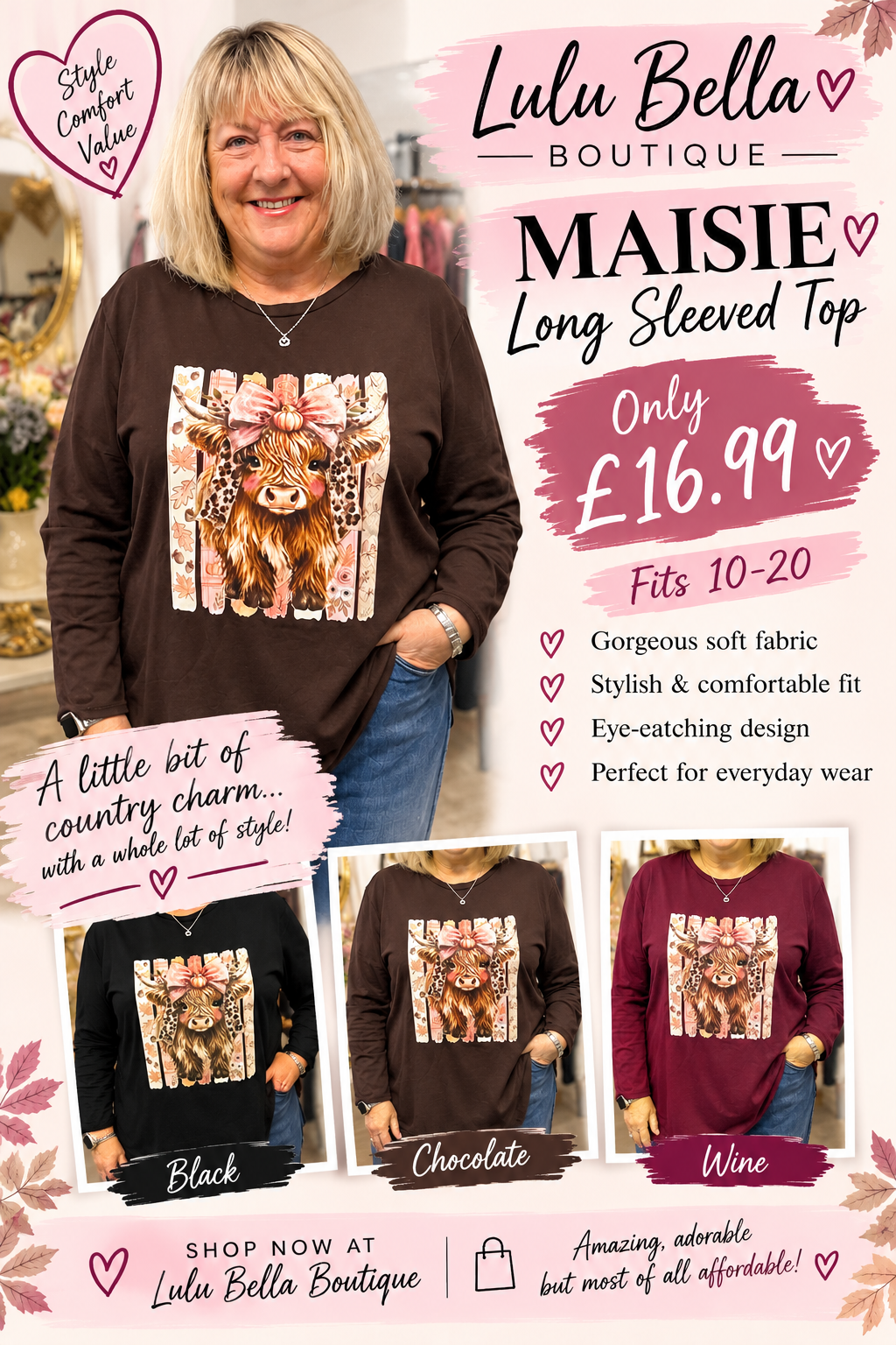 Maisie gorgeous soft fabric long sleeved top