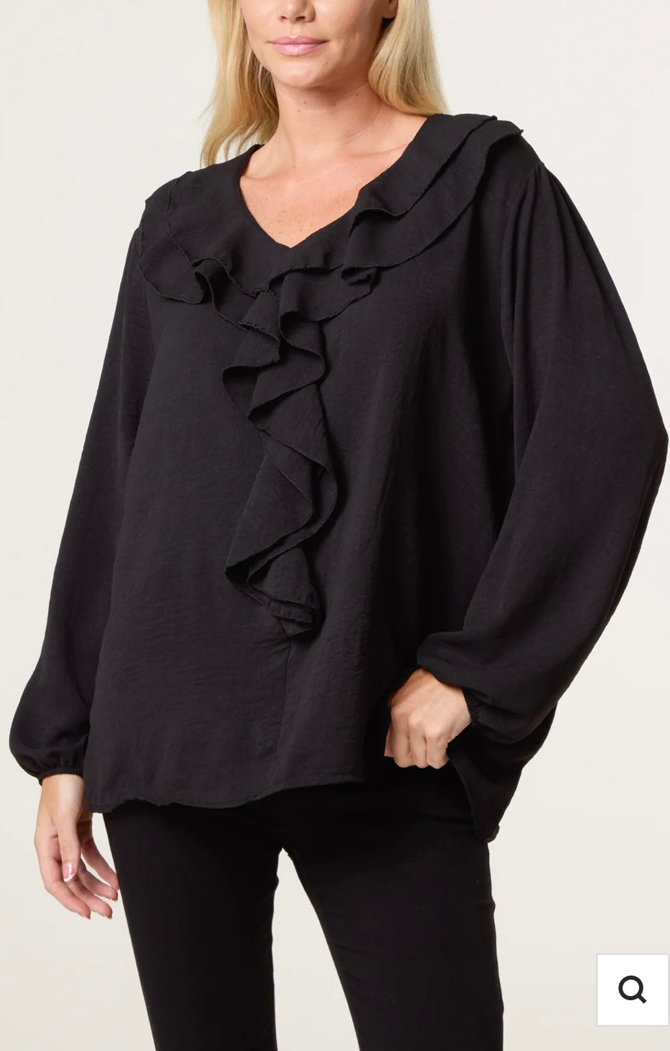 Tilly V neck ruffle long sleeve blouse
