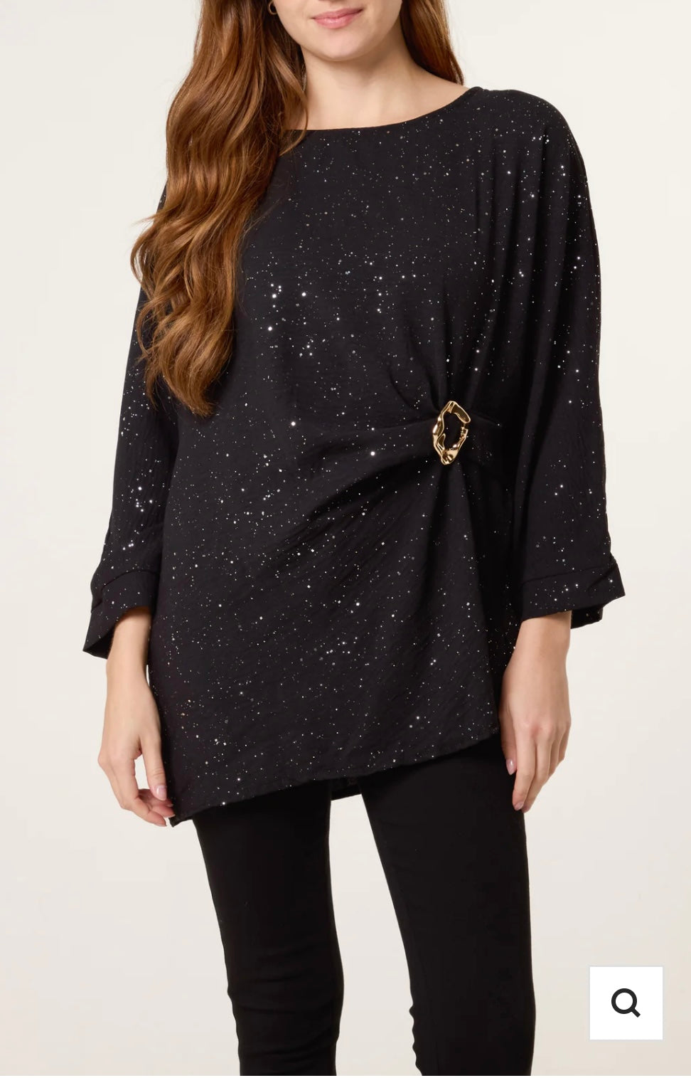 Melanie  glitter gathered side blouse
