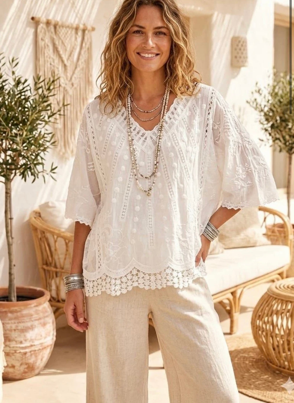 Linzi  Lace Crochet  Batwing  Top fits 10-18