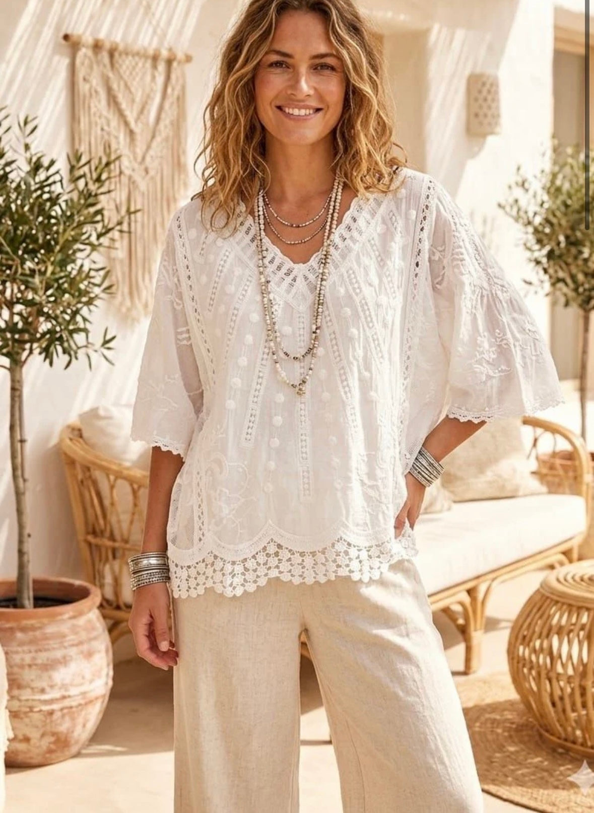 Linzi  Lace Crochet  Batwing  Top fits 10-18