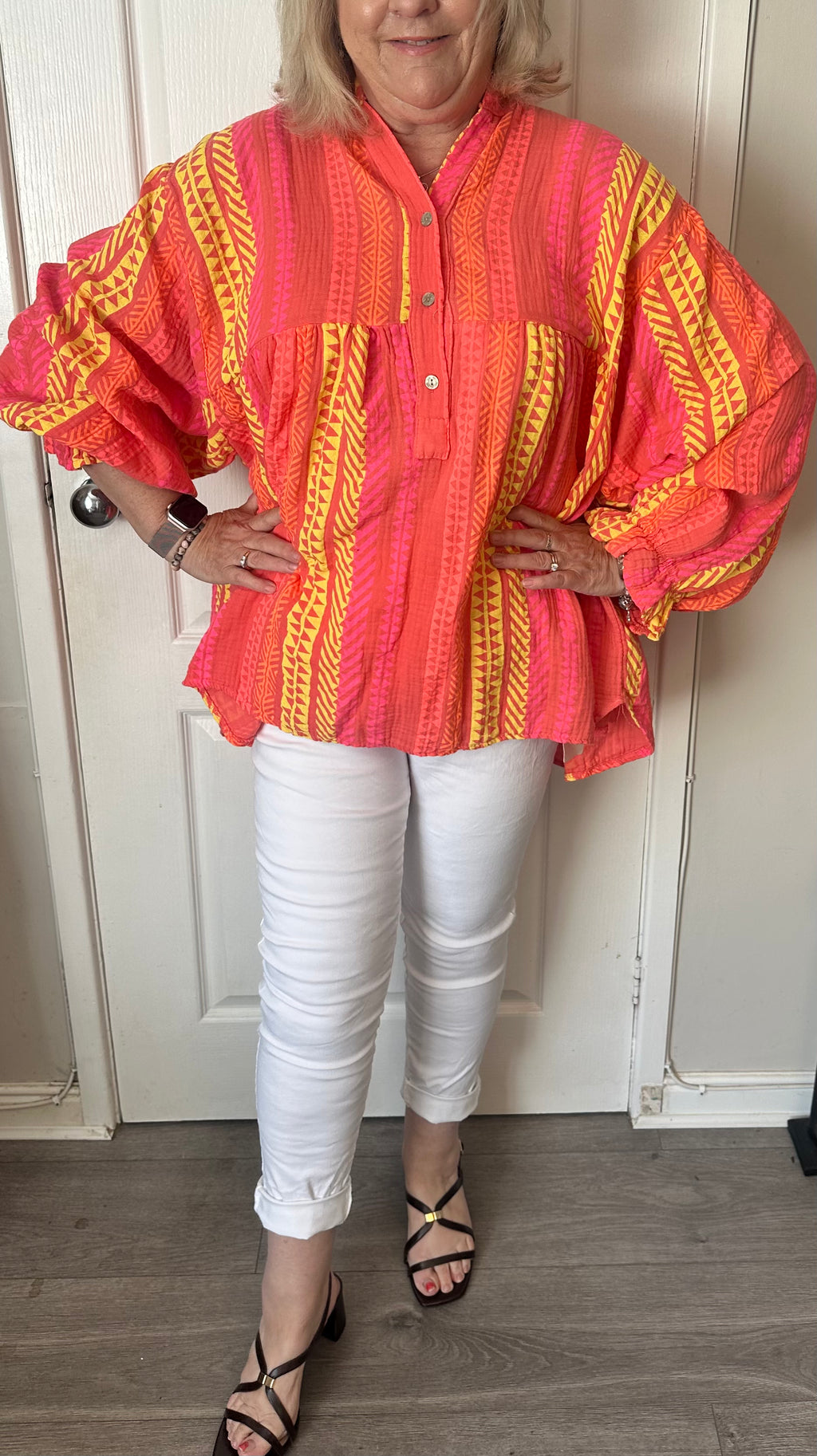 Amanda Tribal print tunic in bubble cottonfits 12-20