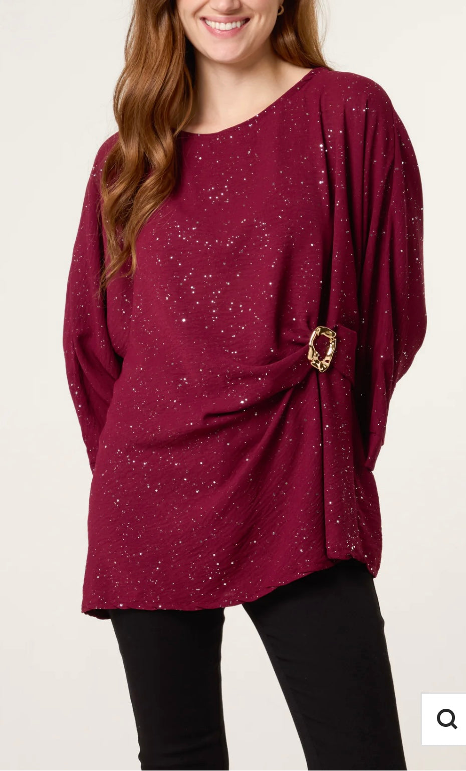 Melanie  glitter gathered side blouse