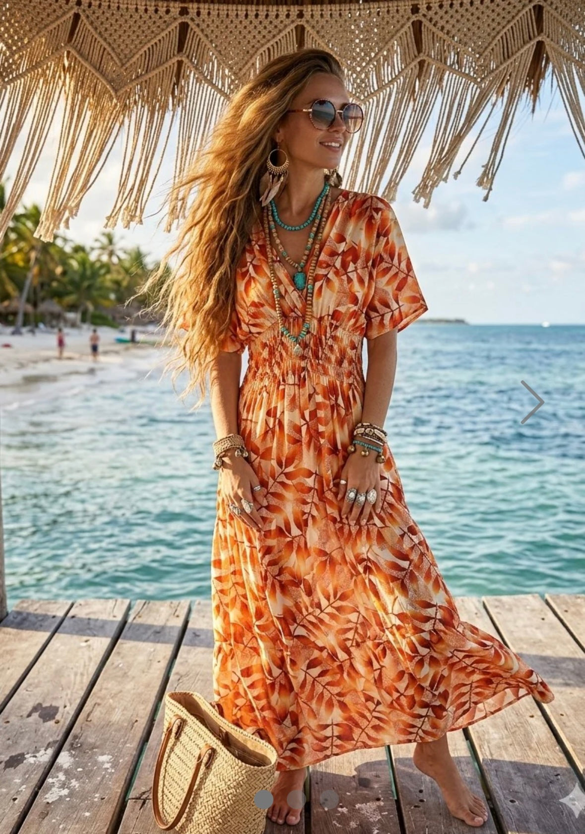 Honey leaf print maxi dress fits 10-18