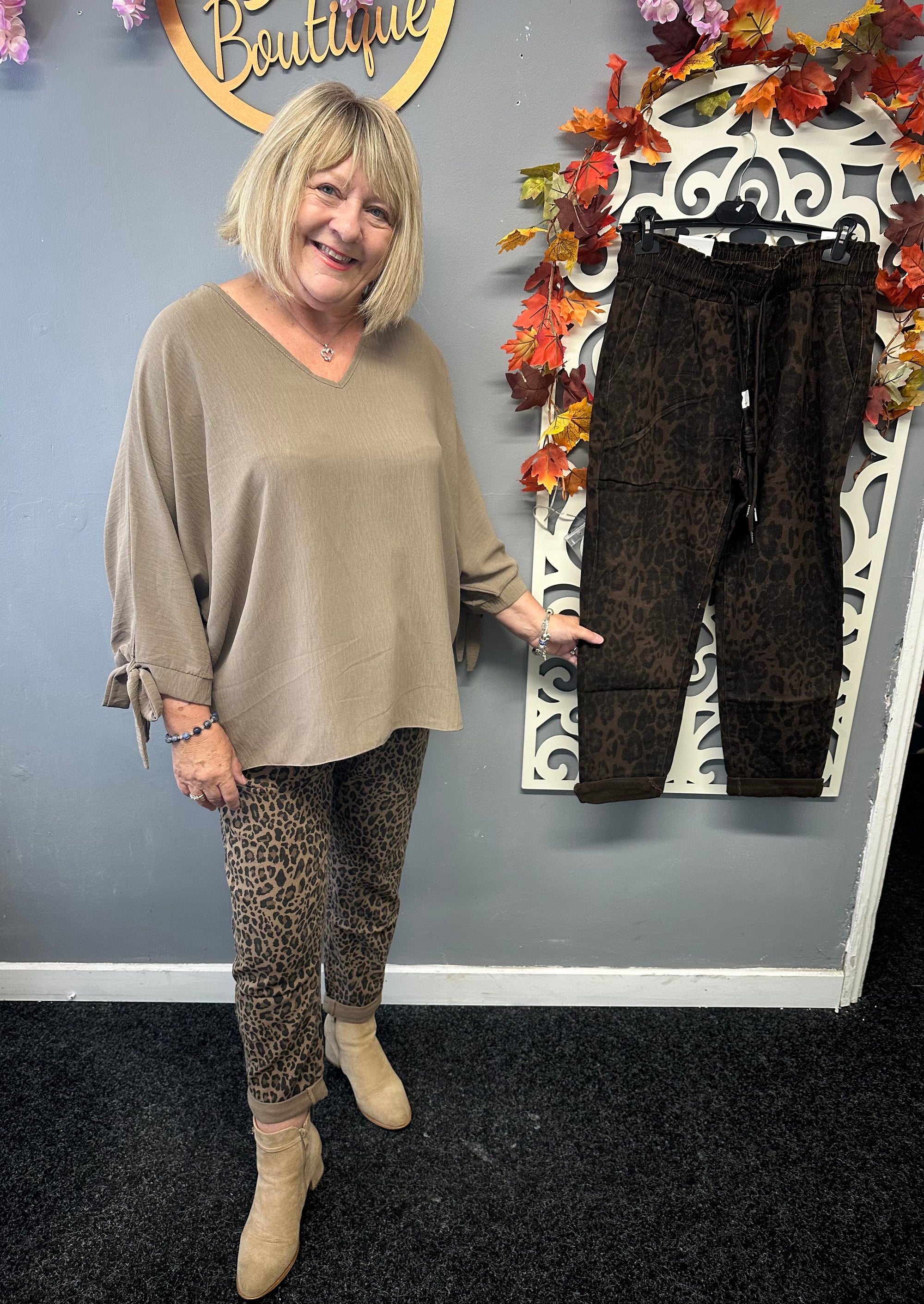 Leona Leopard print drawstring trousers