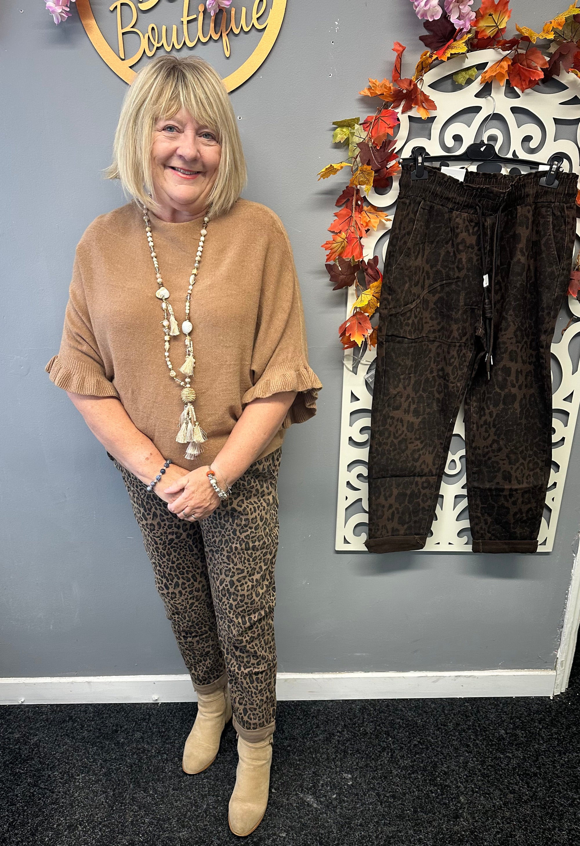 Leona Leopard print drawstring trousers