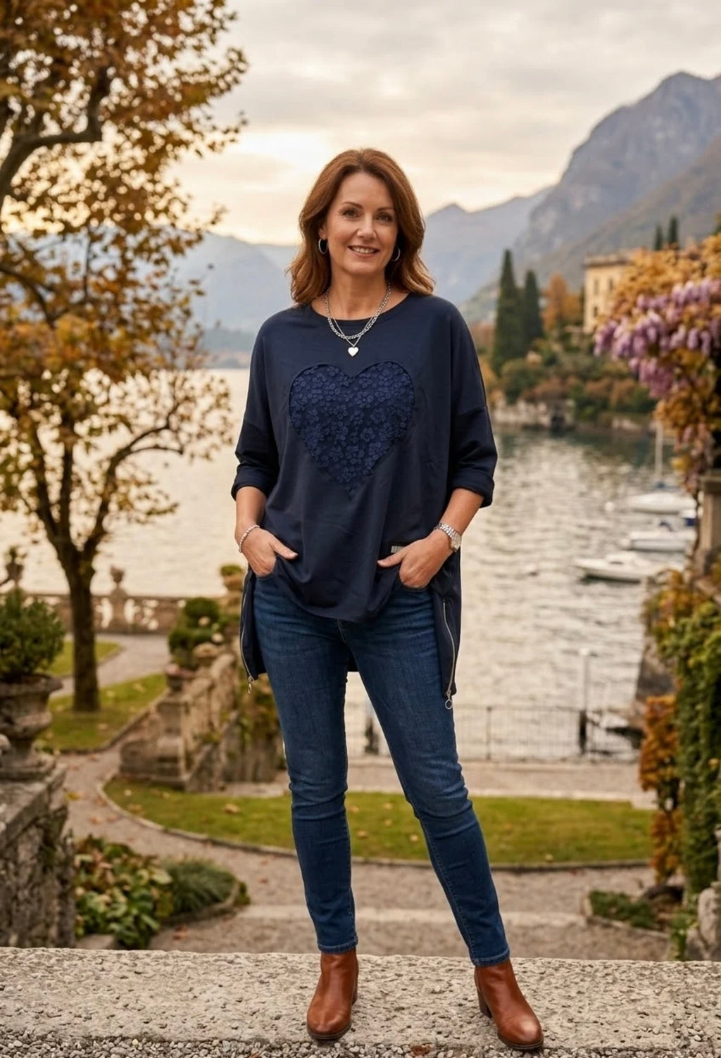 Trinny oversized lace heart sweatshirt fits 12-20