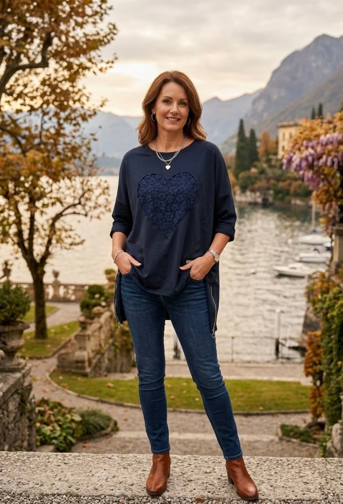 Trinny oversized lace heart sweatshirt fits 12-20