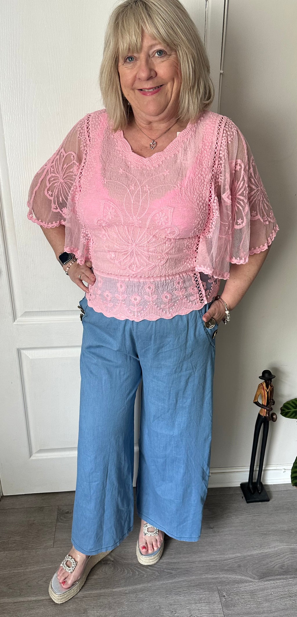 Faith embroidered top 10-16