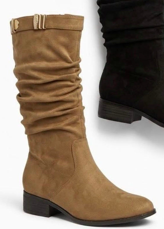Betsy ruched/slouchy boots with full side zip