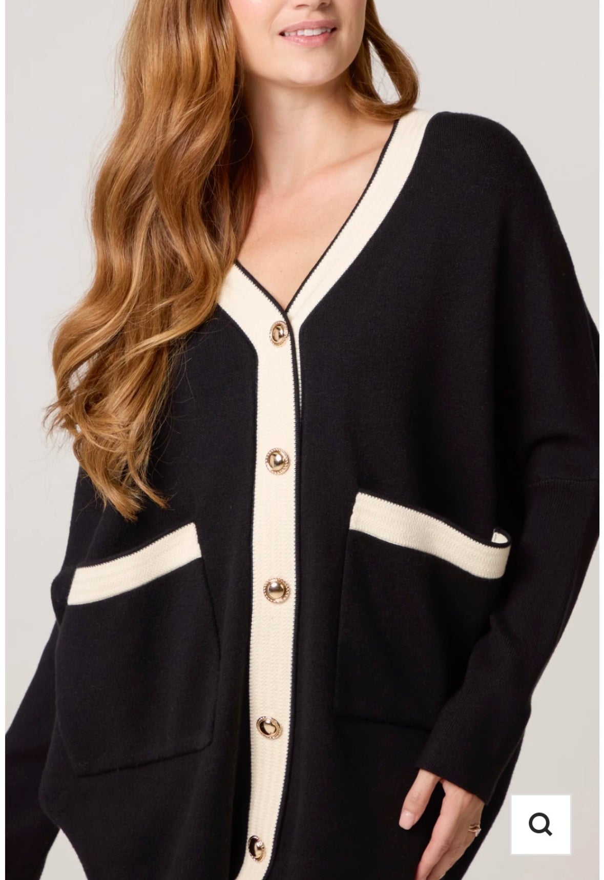 Contrast Gold Button knit cardigan