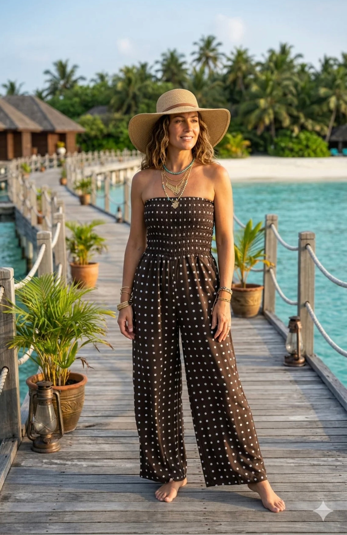 Pippa polka dot bandeau jumpsuit  fits 10-16/18
