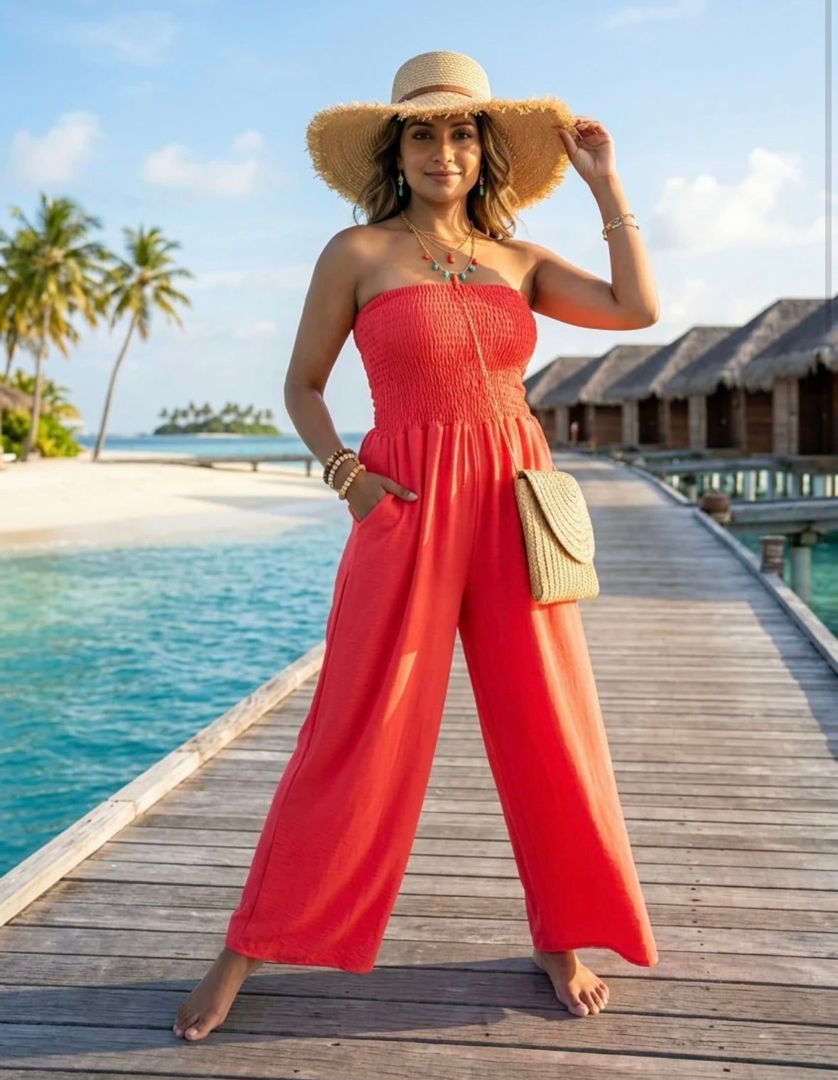 Milano Bandeau Shirred  Wide-Leg Jumpsuit 10-18