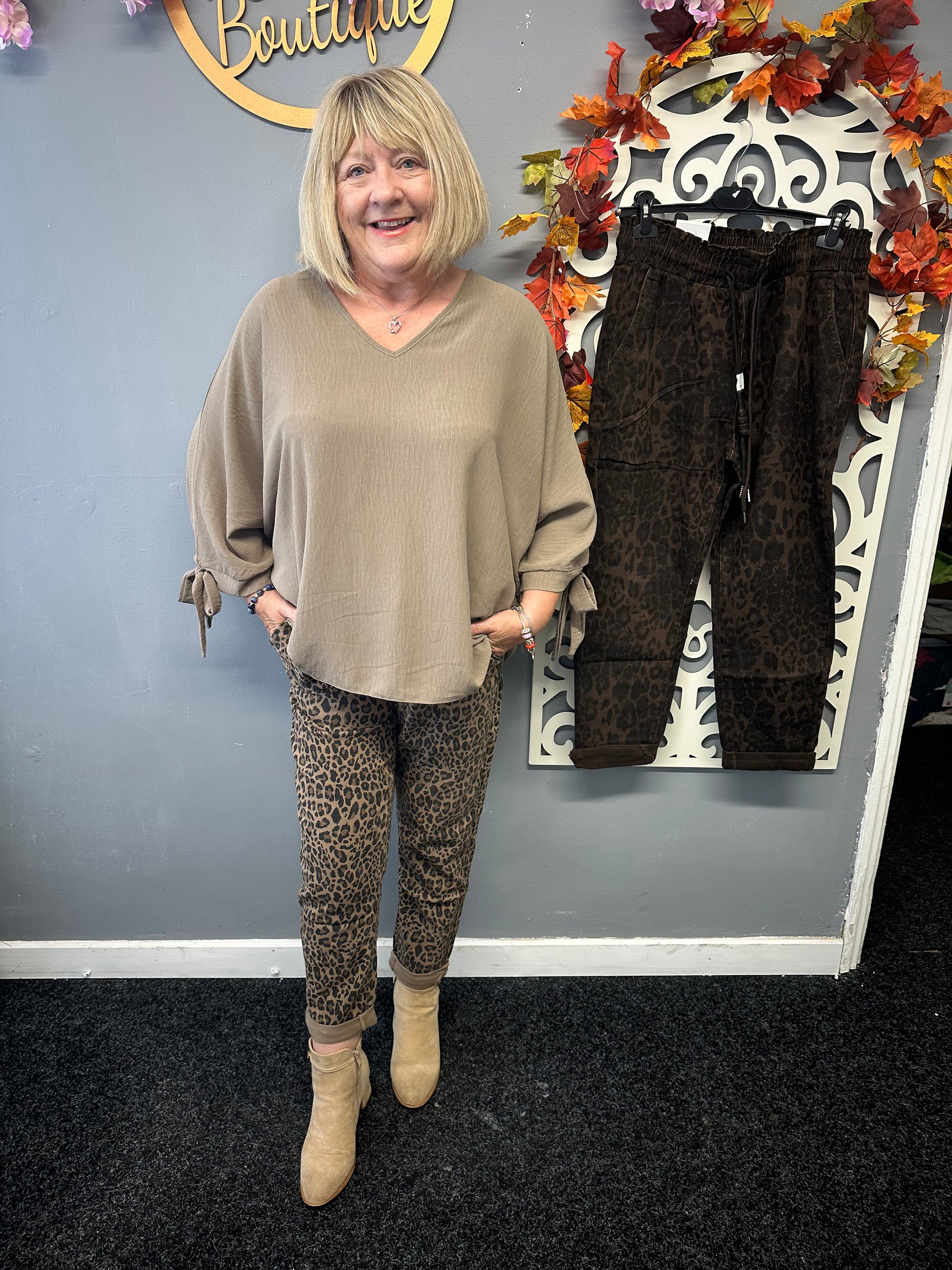 Leona Leopard print drawstring trousers