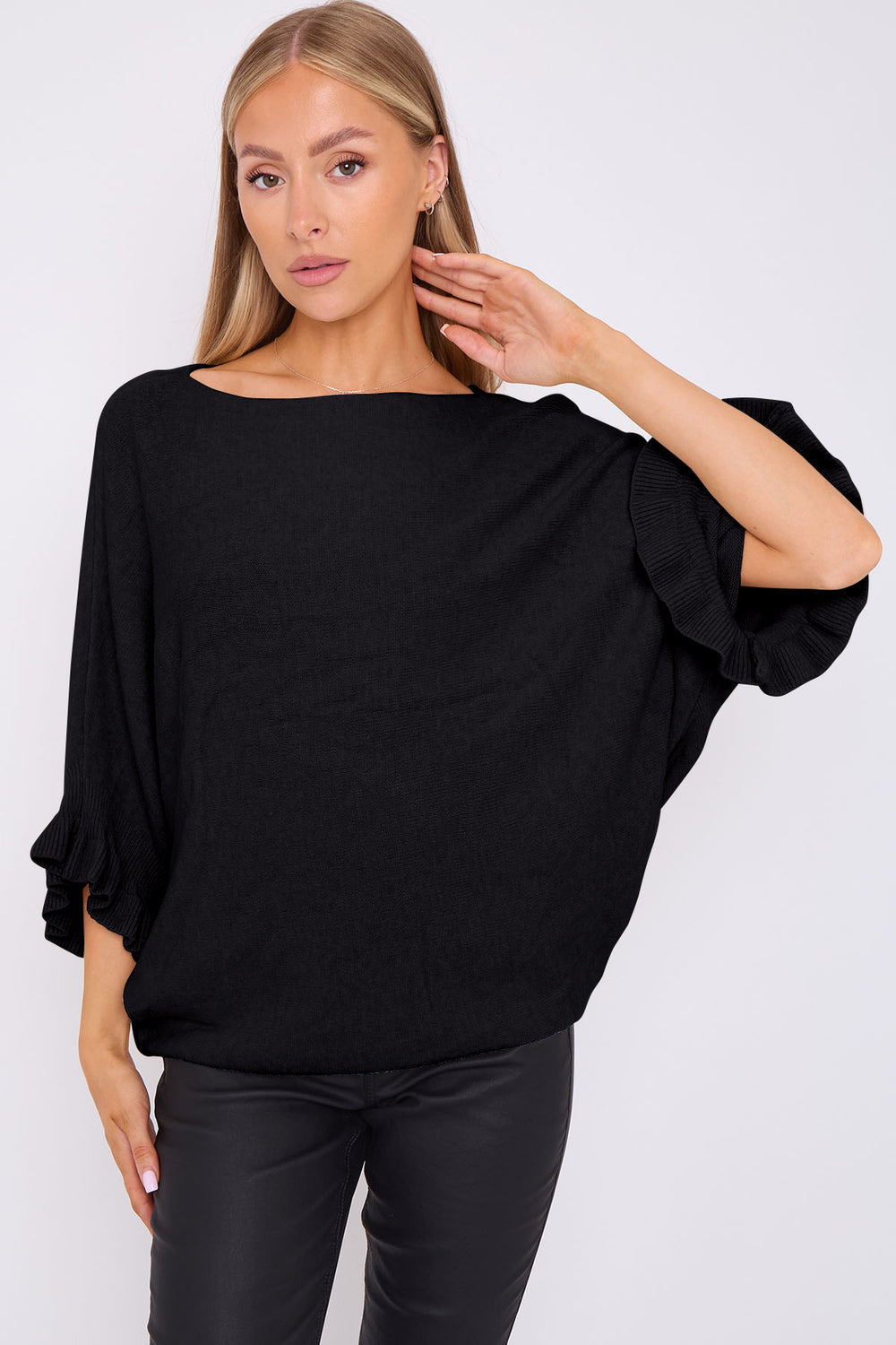 Ellie Frill Sleeve Bardot Jumper