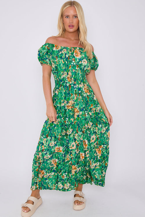 Camryn Floral Printed Button Front Maxi Dress