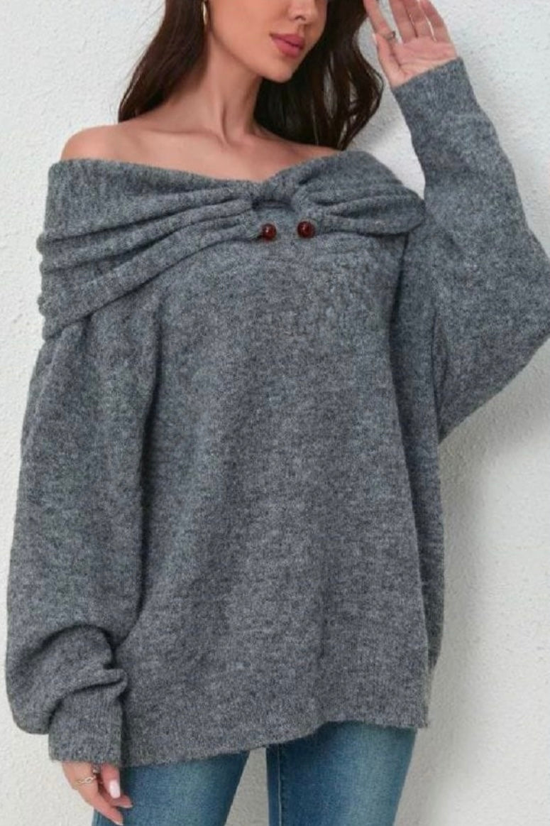 Kimmie Ring Detail Bardot Knitted Jumper