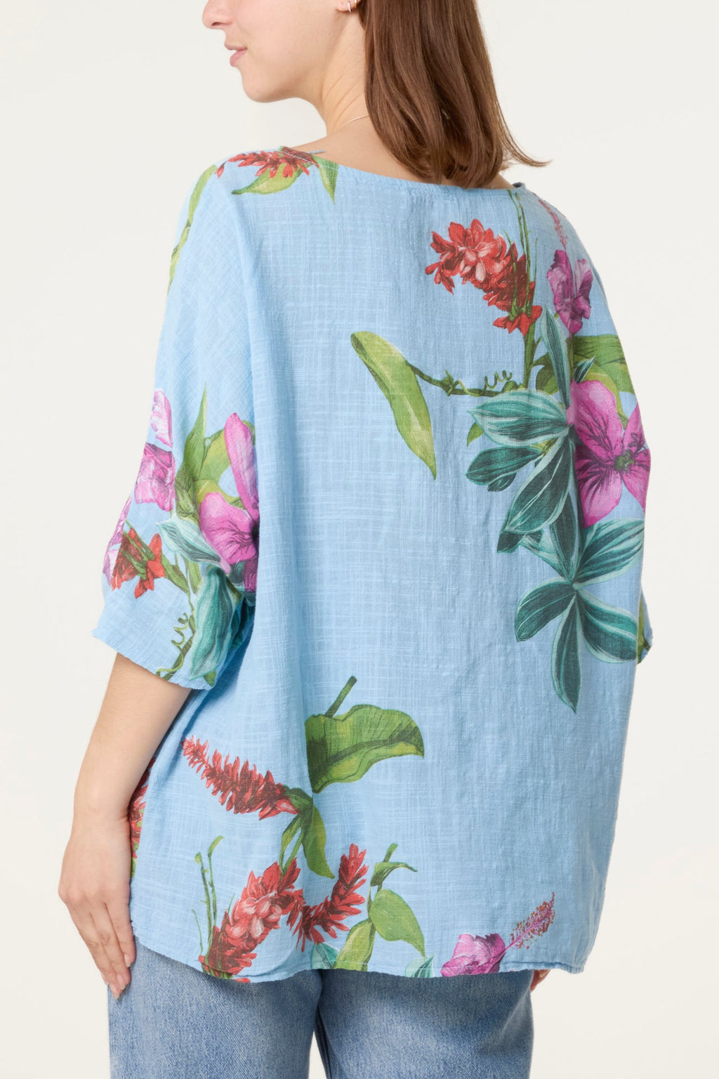 Diane Italian Tropical Floral Print Necklace Top