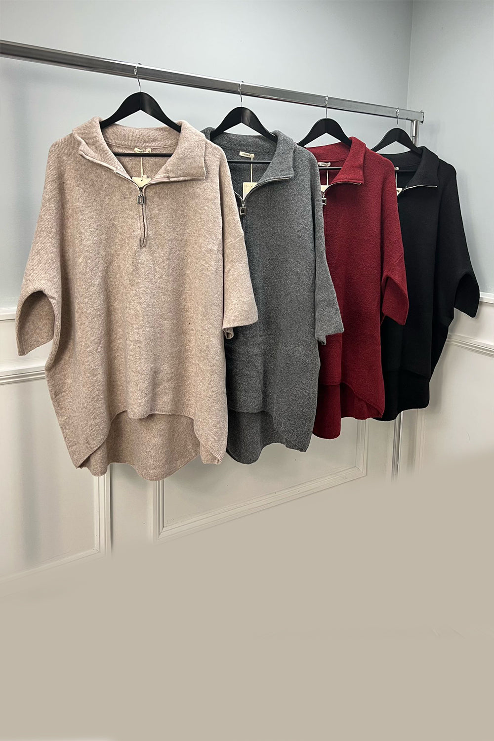 Katie Oversized Soft Touch Quarter Zip Jumper