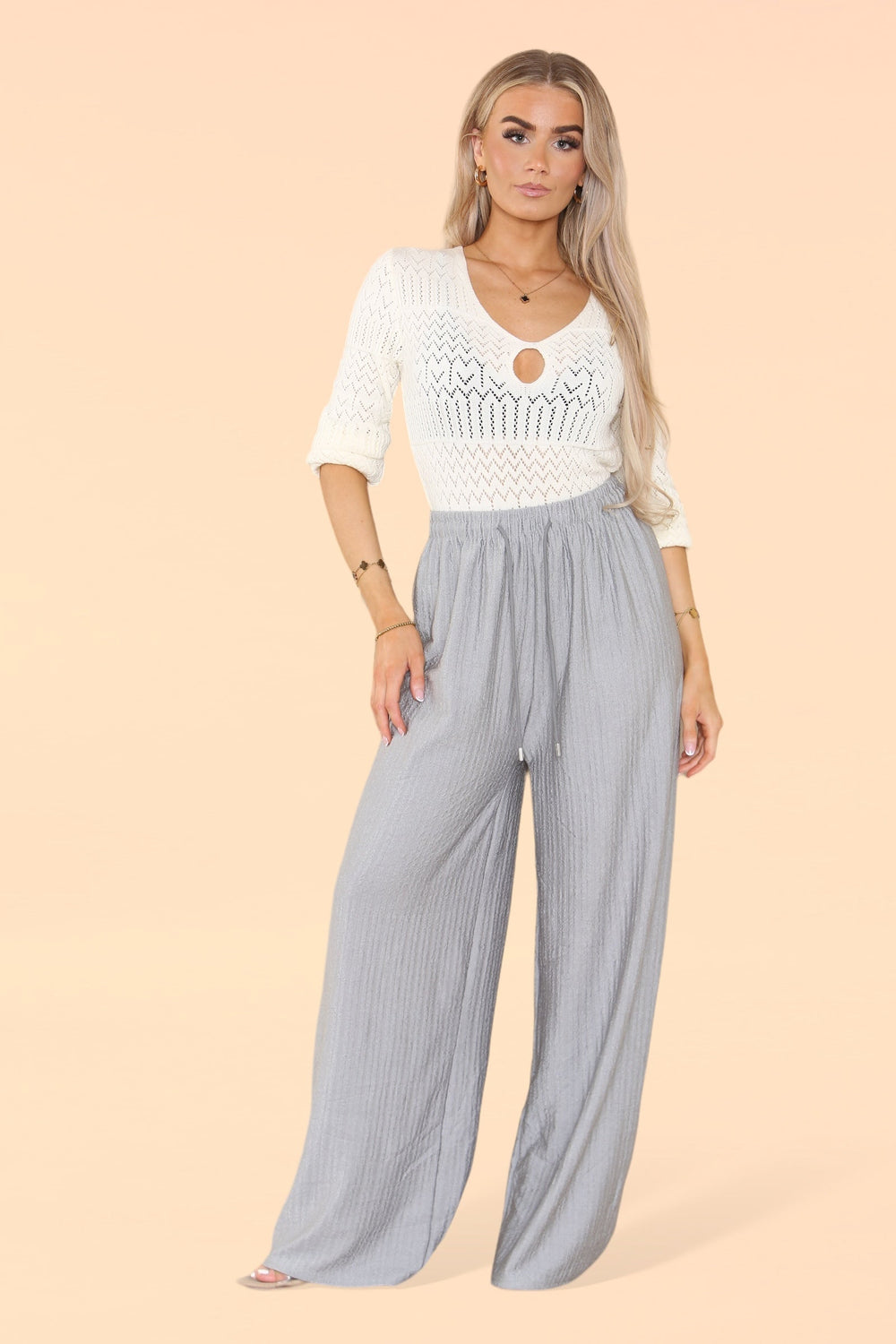 Trudy Textured Palazzo Trousers