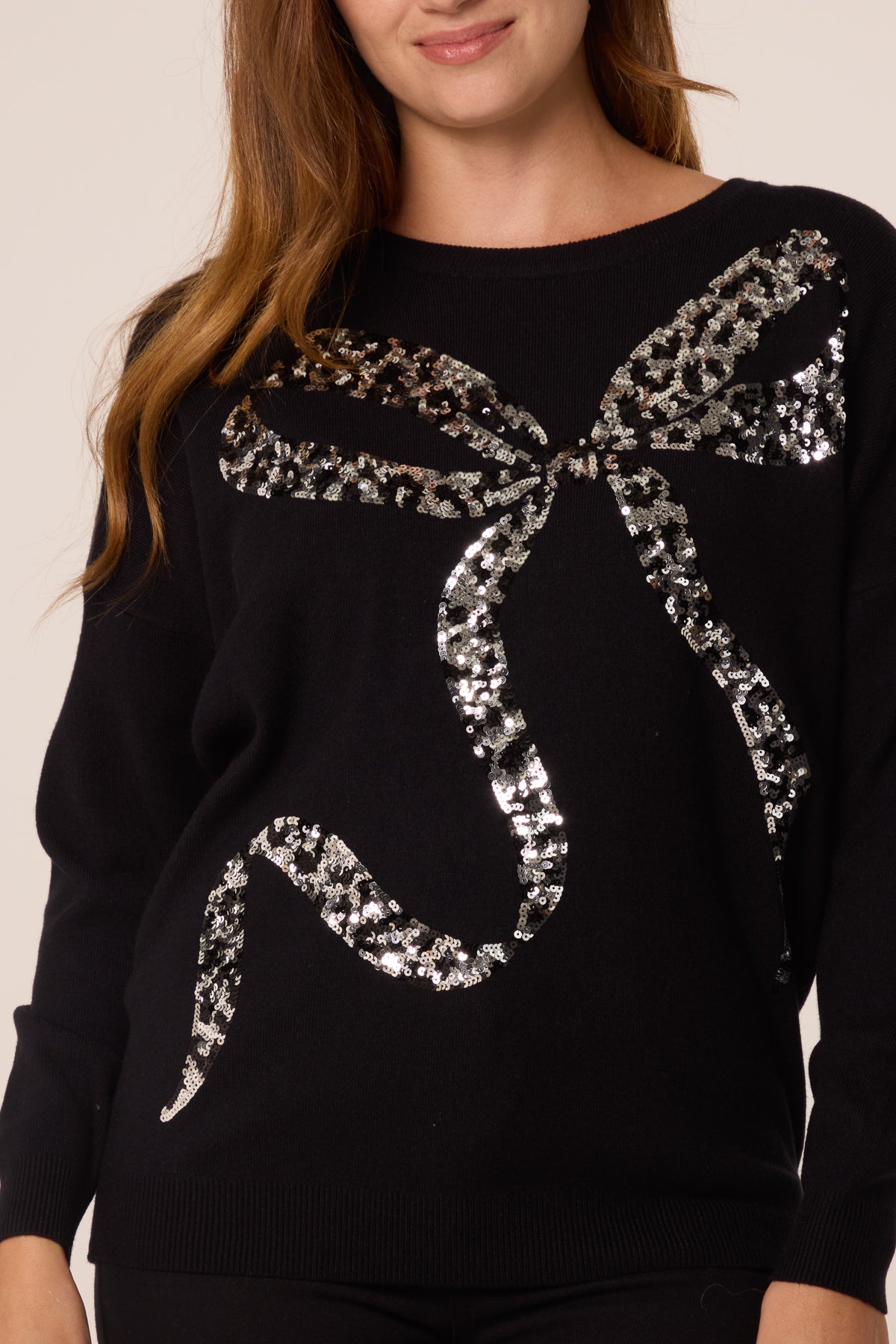 Leona Italian Leopard Bow Sequin Jumper