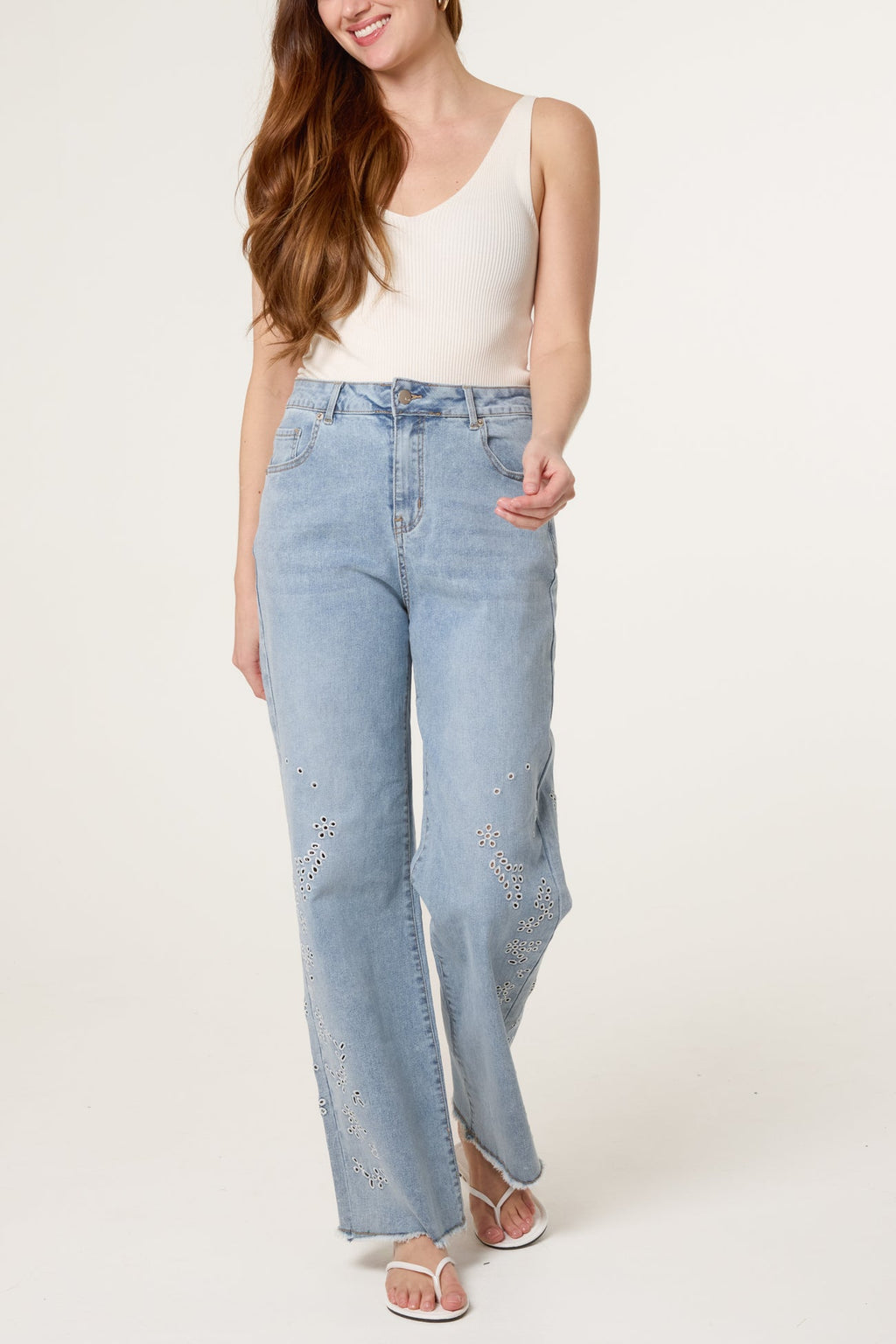 Courtney Floral Eyelet Embroidered Jeans