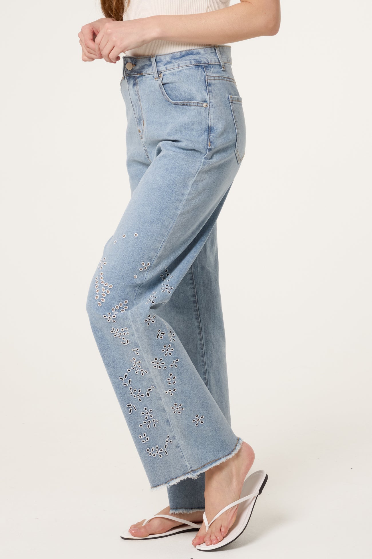 Courtney Floral Eyelet Embroidered Jeans