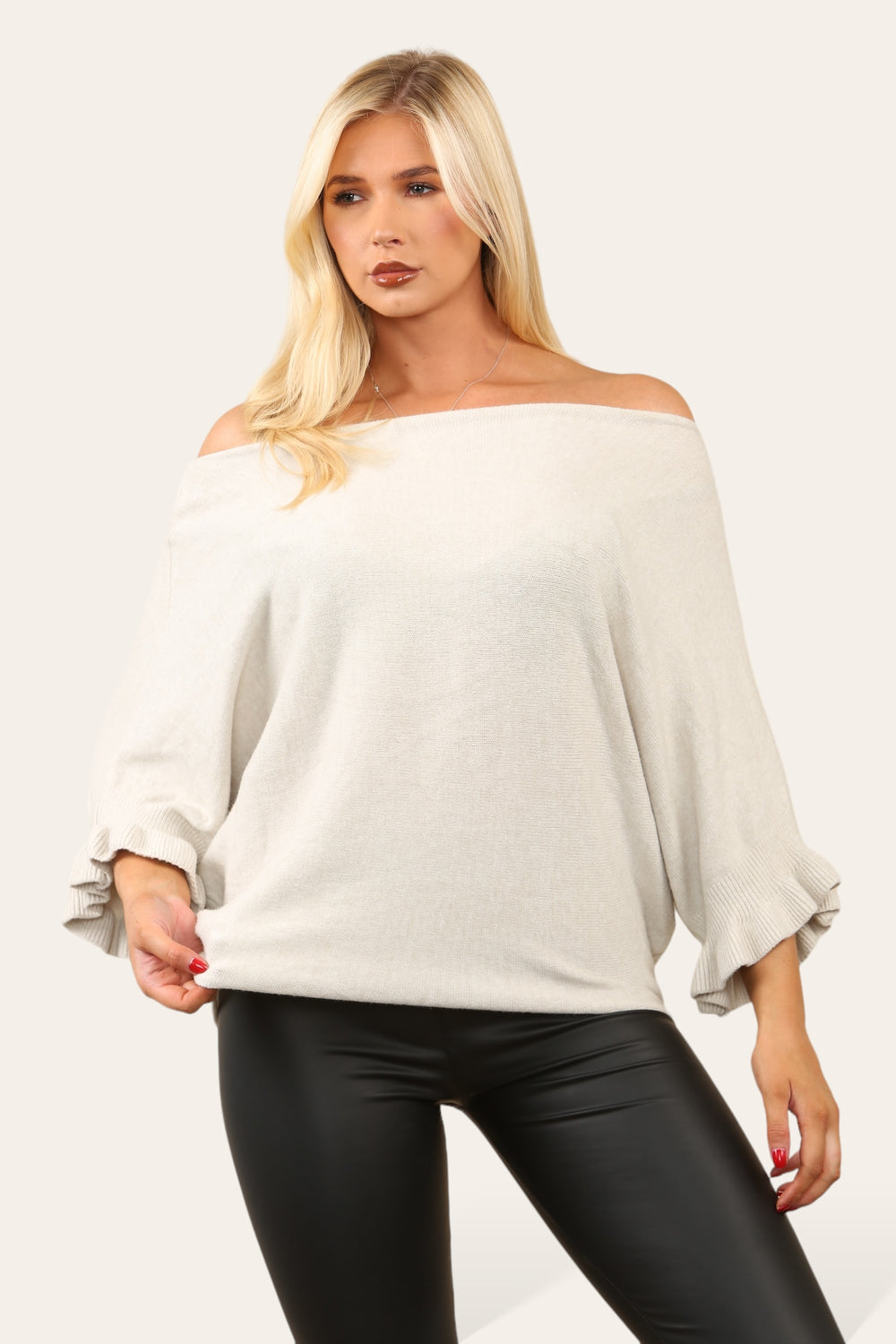 Ellie Frill Sleeve Bardot Jumper