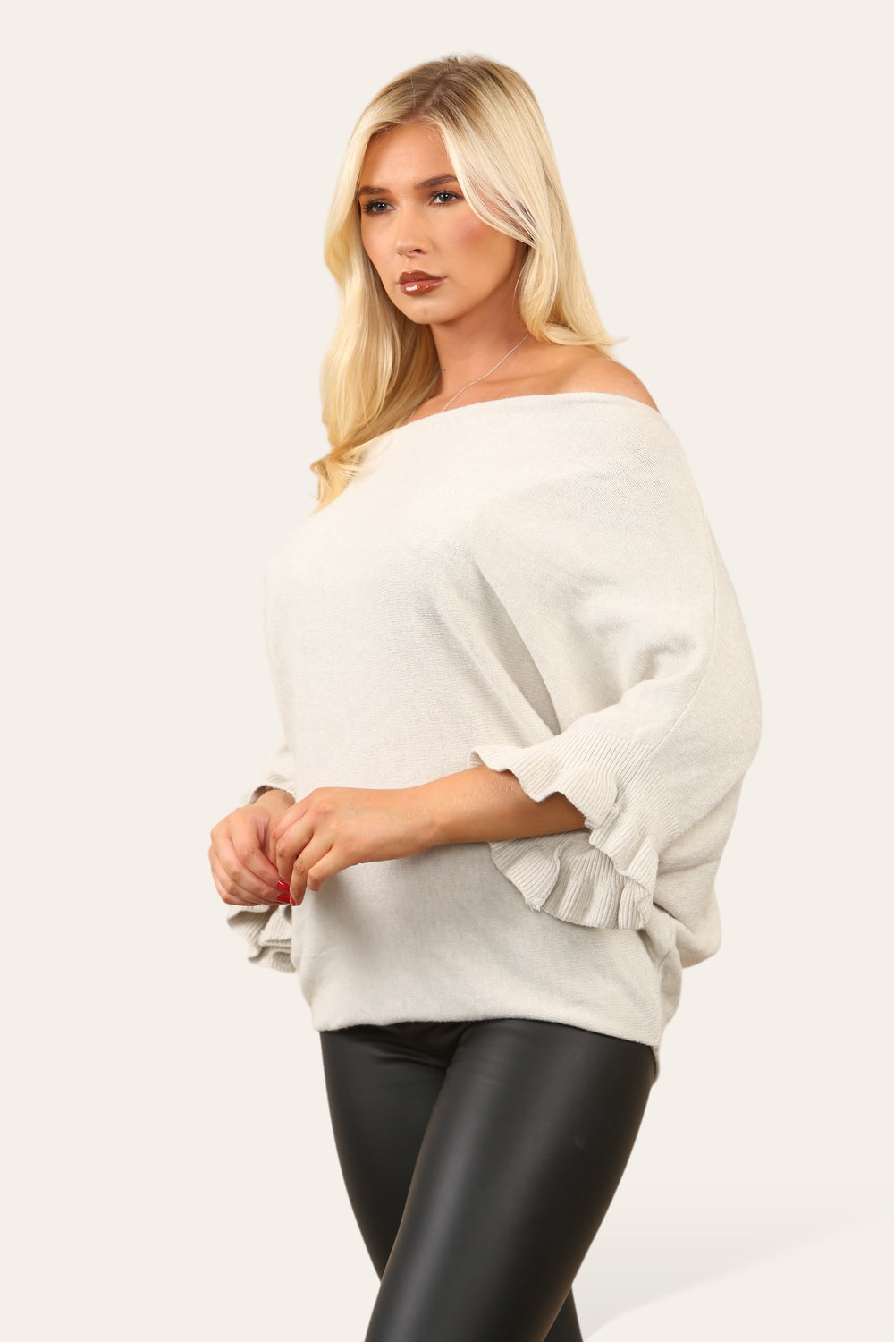 Ellie Frill Sleeve Bardot Jumper