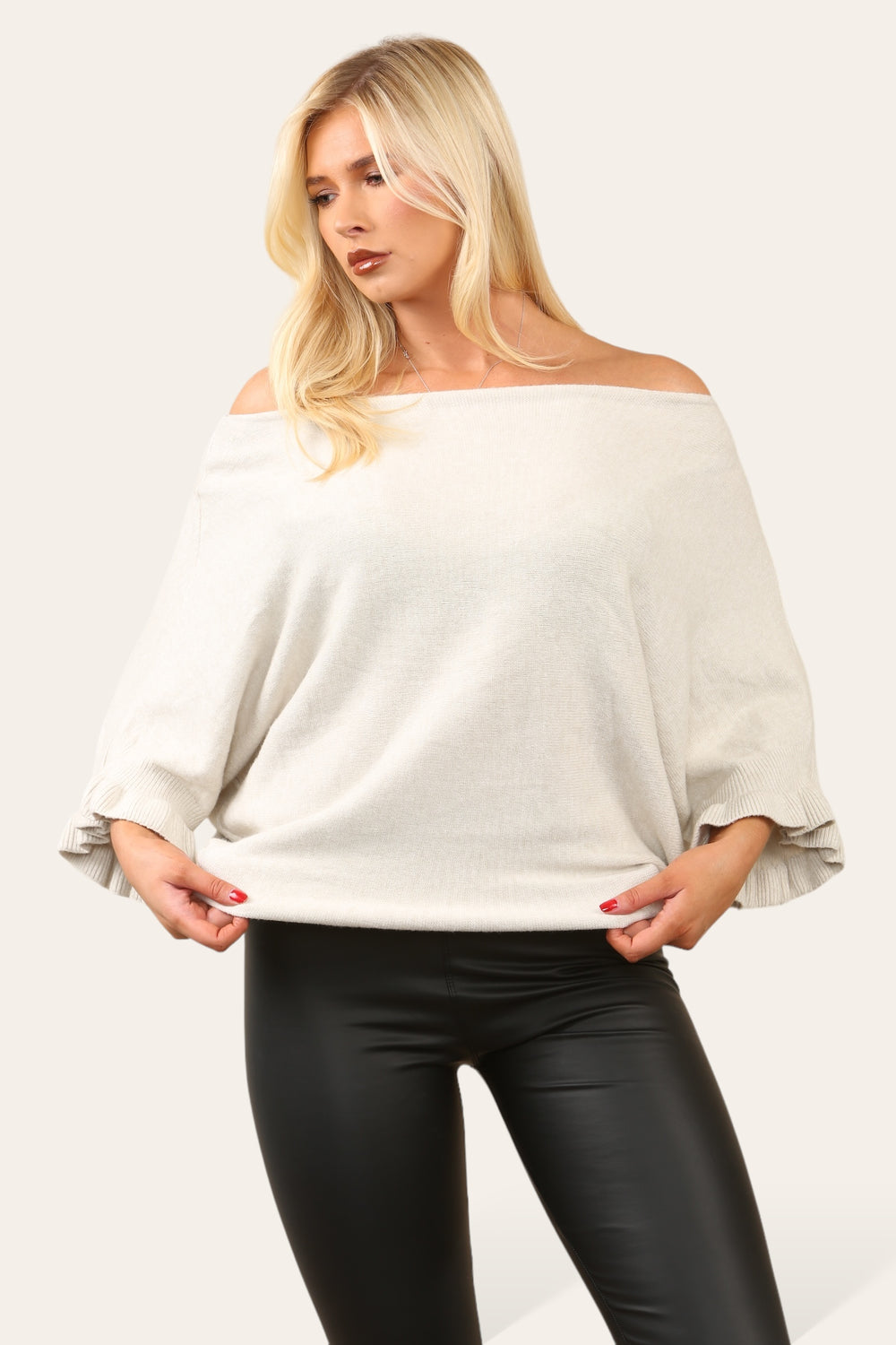 Ellie Frill Sleeve Bardot Jumper