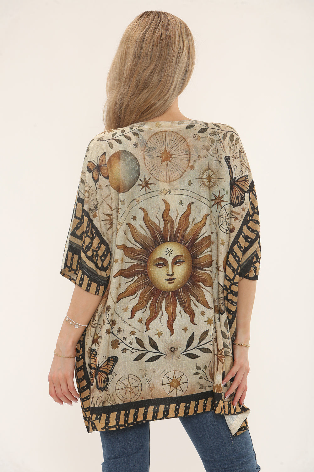 Carly Printed Glitter V-neck Top