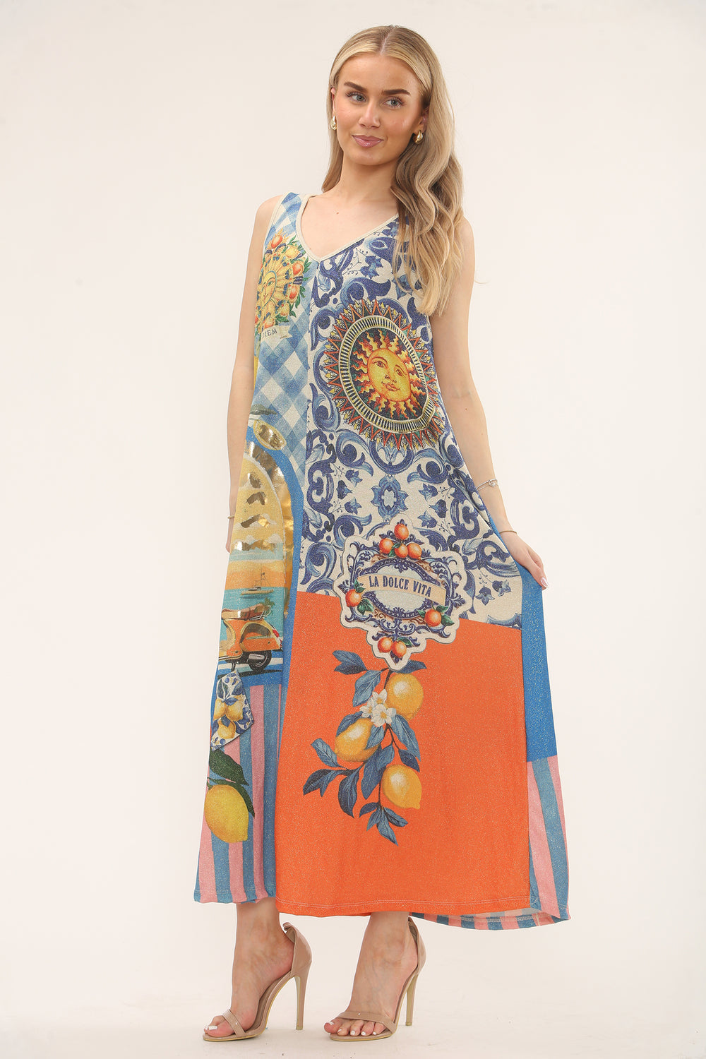 Jenna Abstract Print Glitter Dress
