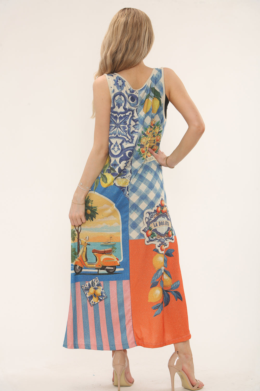 Jenna Abstract Print Glitter Dress