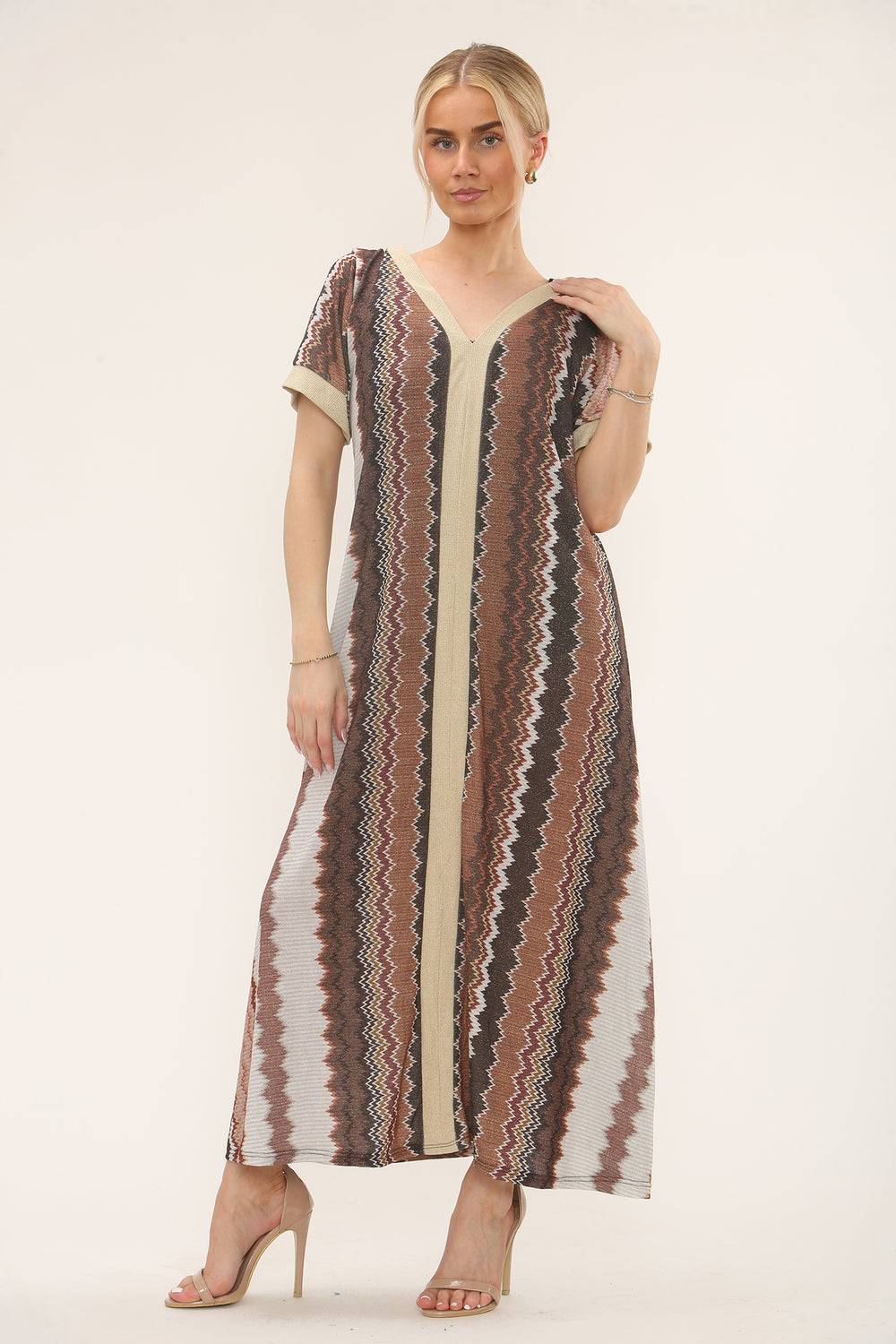 Levi Lurex Cap Sleeve Abstract Print Maxi Dress