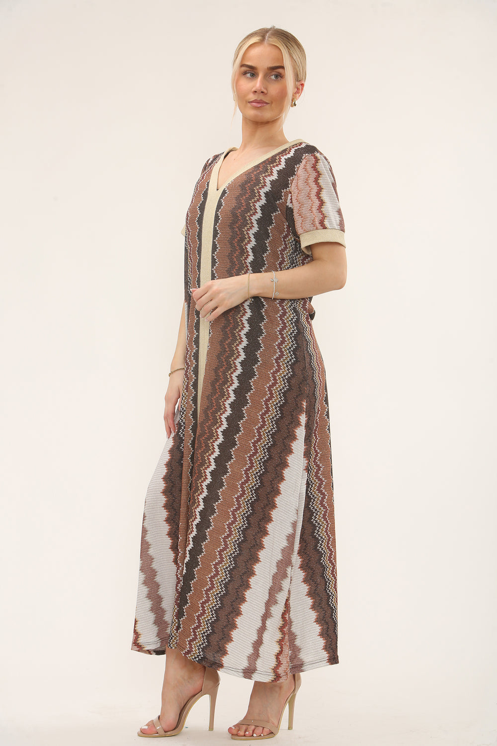 Levi Lurex Cap Sleeve Abstract Print Maxi Dress
