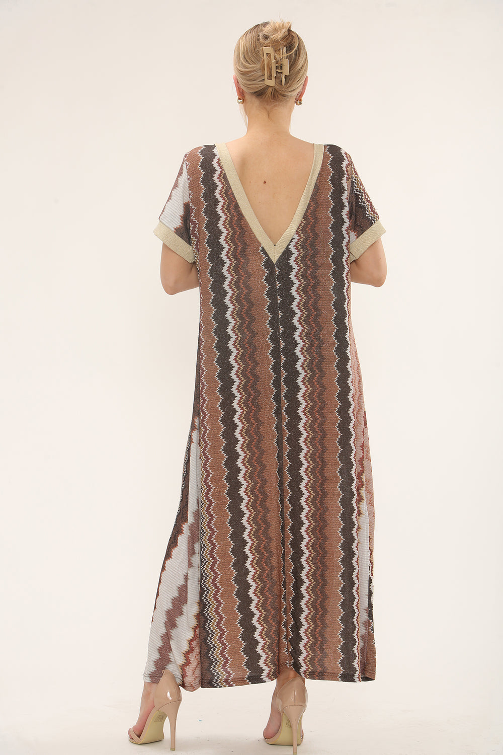 Levi Lurex Cap Sleeve Abstract Print Maxi Dress