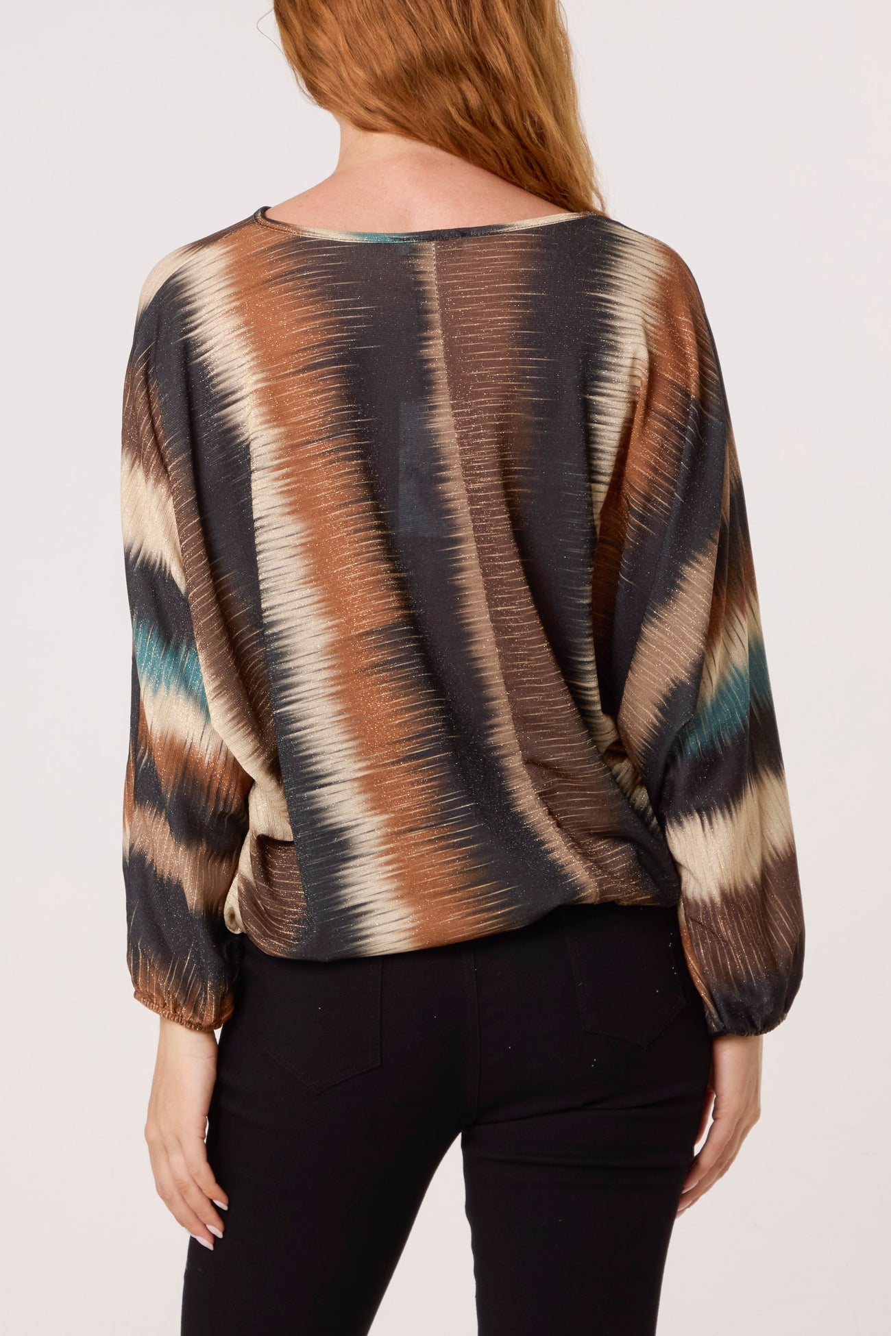 Selina Blurred Bubble Hem Batwing Top