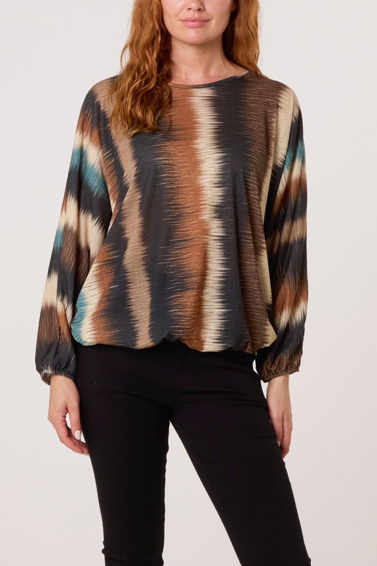 Selina Blurred Bubble Hem Batwing Top