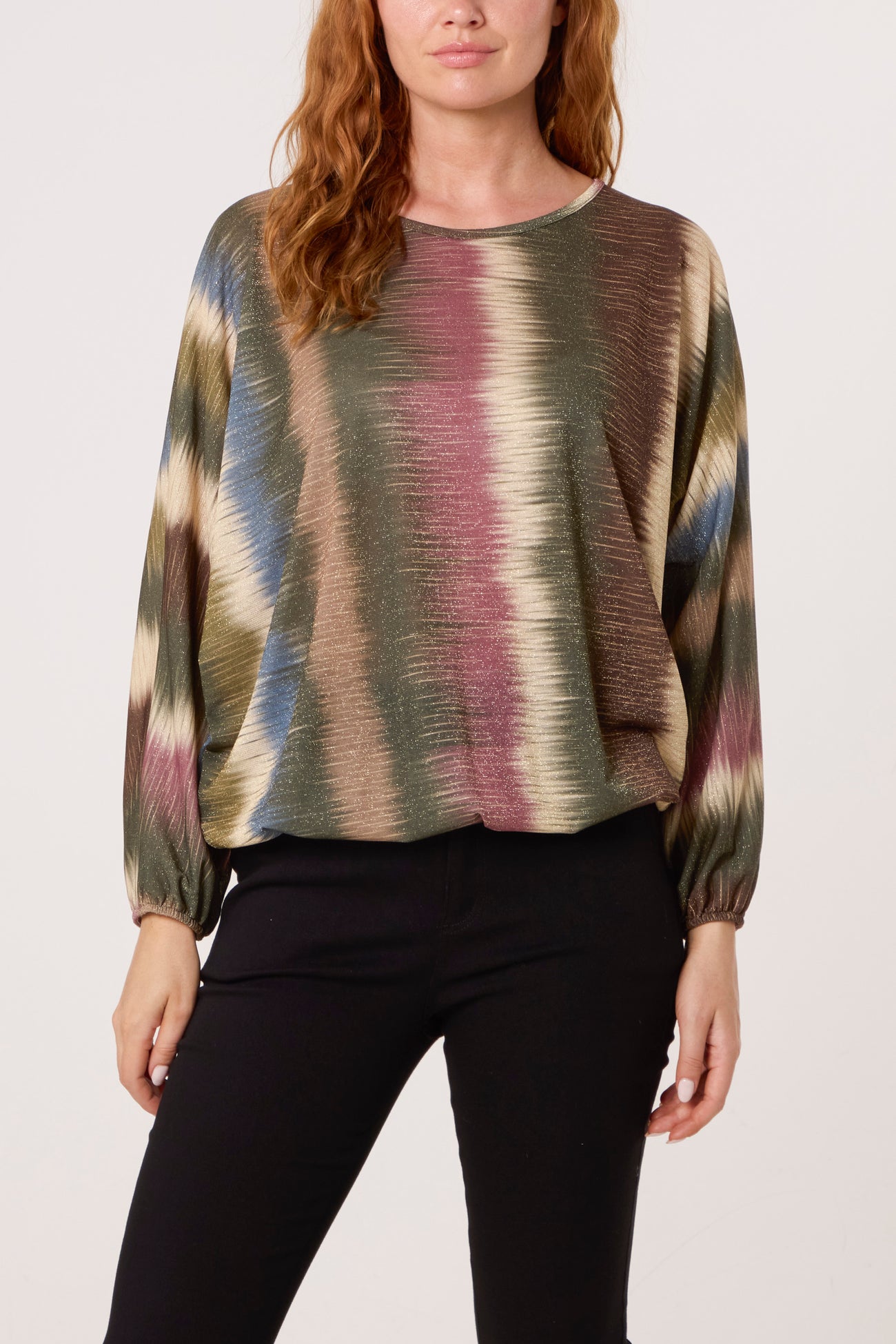 Selina Blurred Bubble Hem Batwing Top