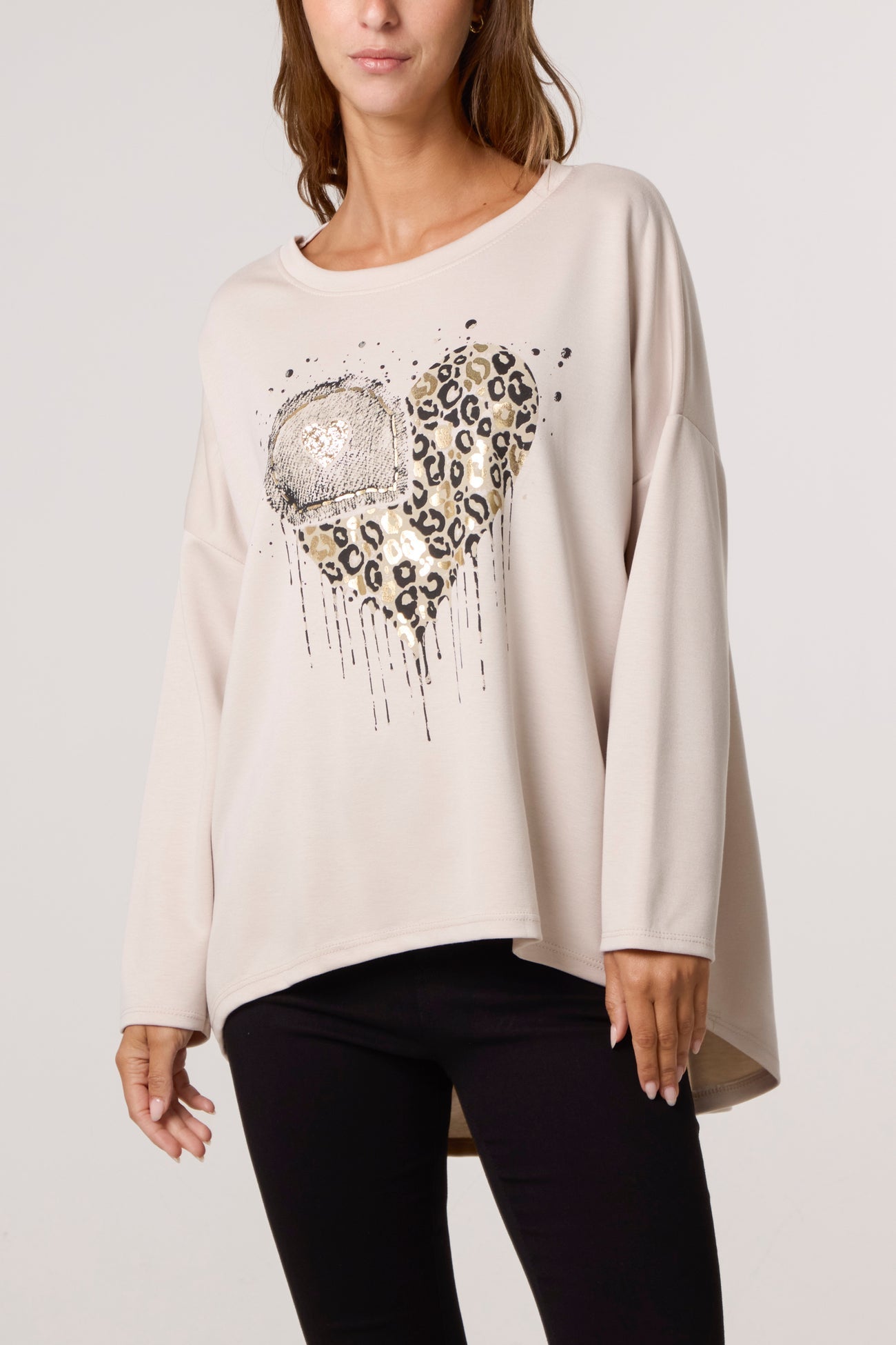 Faye Foil Animal Heart Soft Touch Sweatshirt