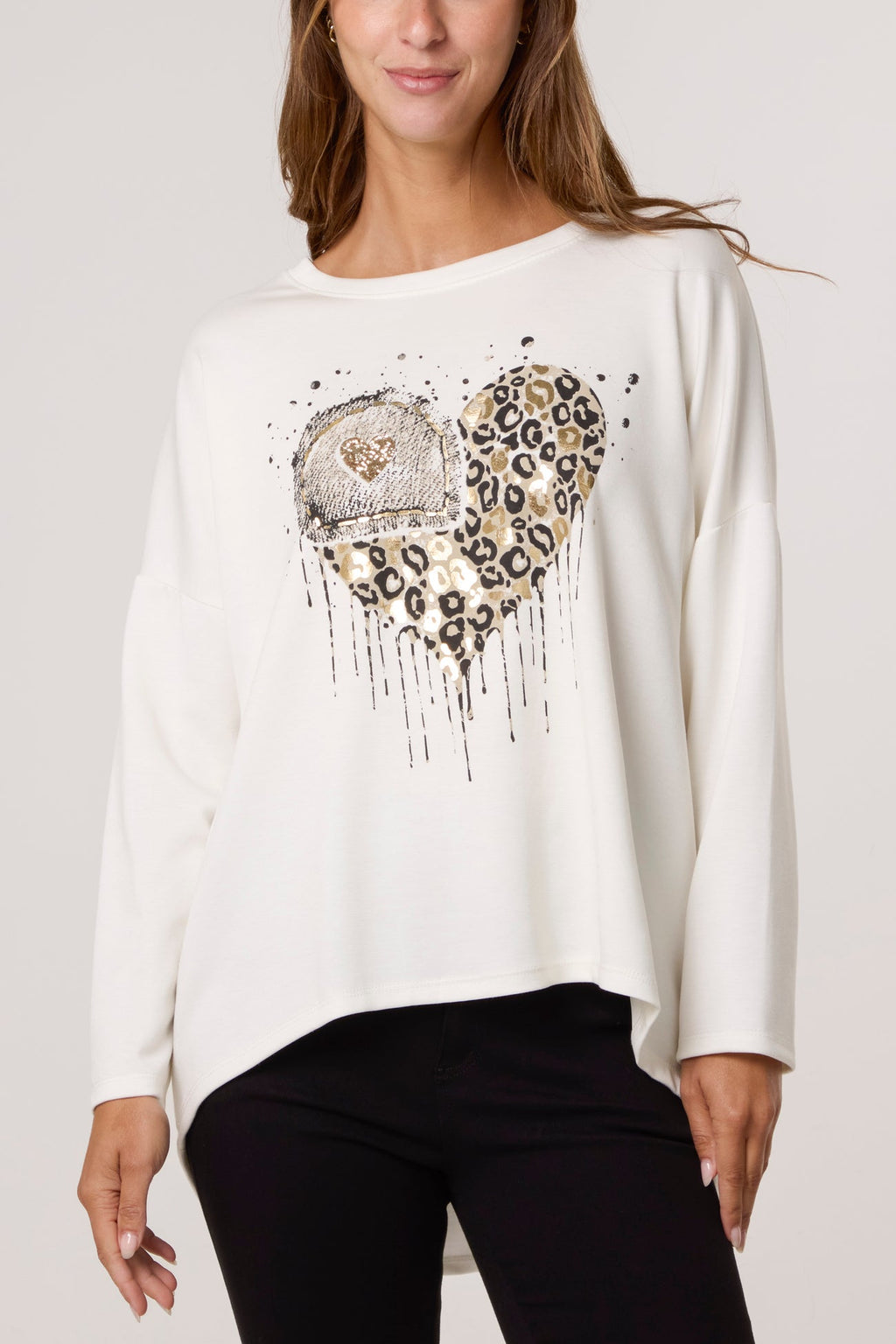 Faye Foil Animal Heart Soft Touch Sweatshirt